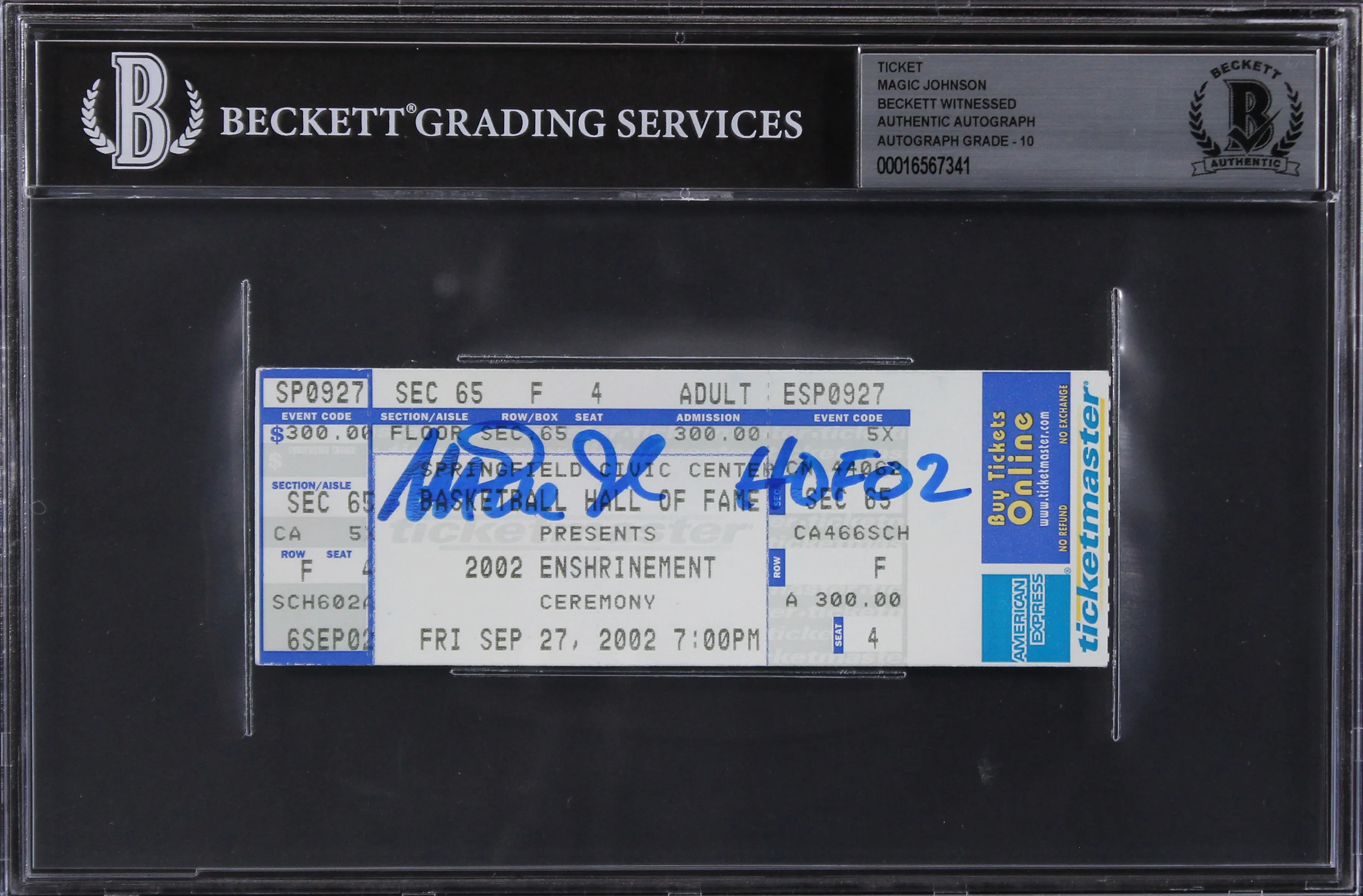 Magic Johnson HOF 02 Signed HOF Induction Ticket Stub Auto 10! BAS Slabbed 1 - Image 2