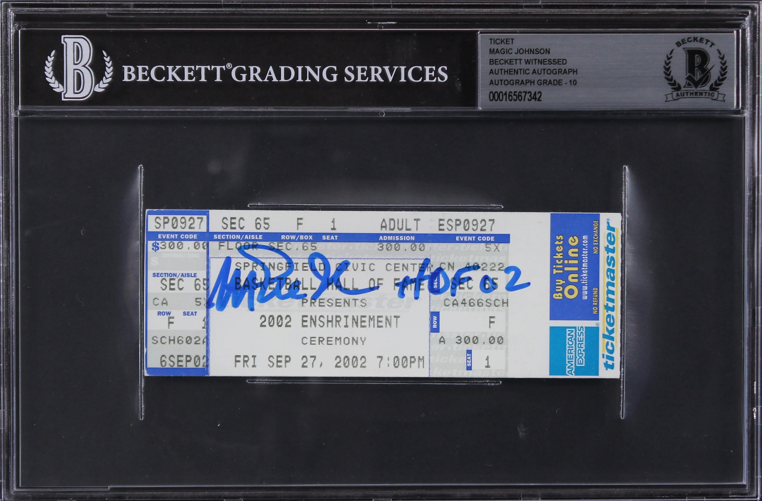 Magic Johnson HOF 02 Signed HOF Induction Ticket Stub Auto 10! BAS Slabbed 2 - Image 2