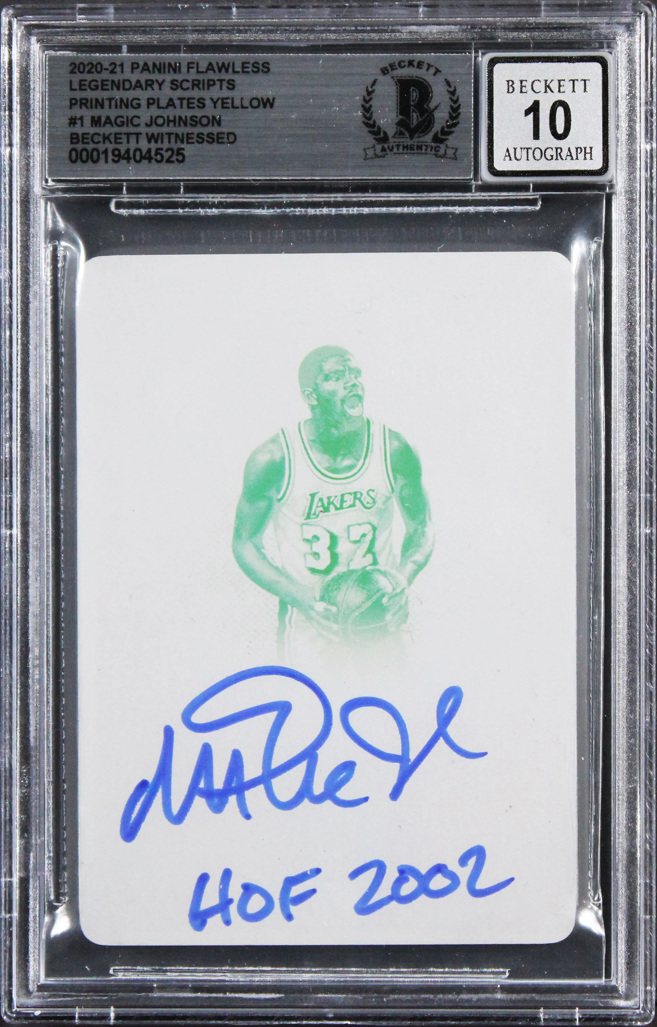 Magic Johnson HOF Signed 2020 Panini FLS PP Yellow #1 1/1 Card Auto 10! BAS Slab - Image 2
