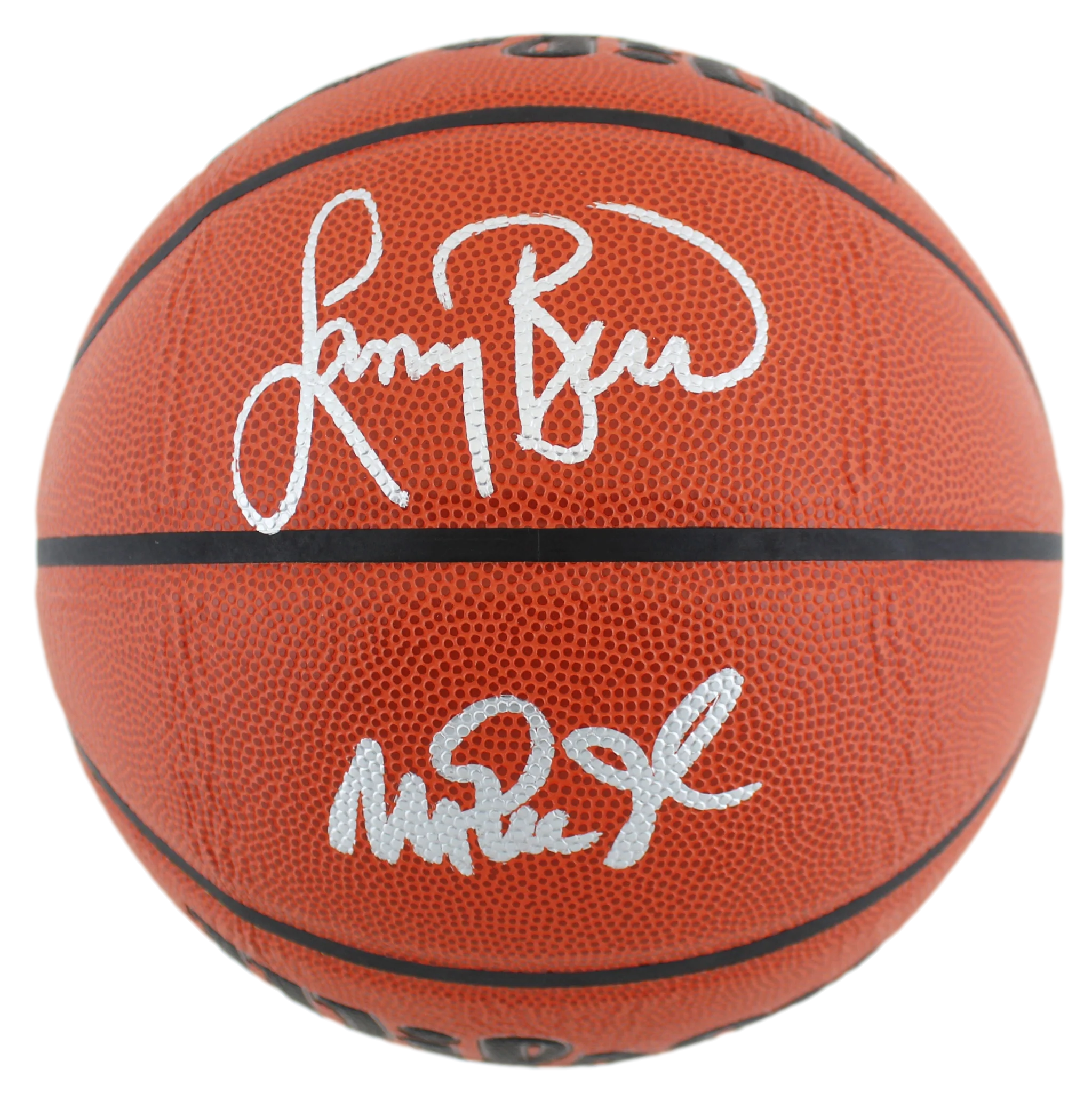 Magic Johnson & Larry Bird Authentic Signed Wilson Basketball BAS Witnessed - Image 2