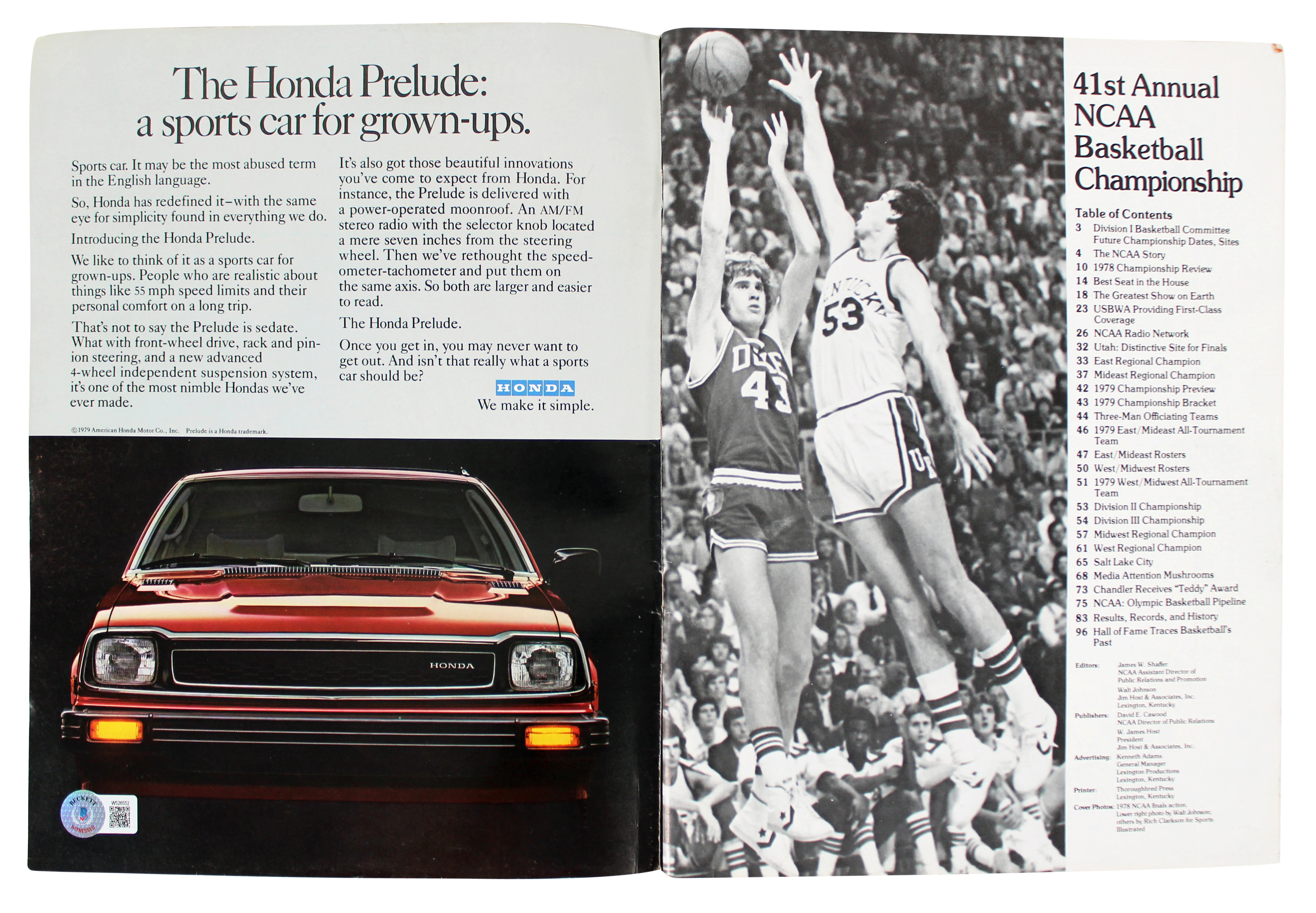 Magic Johnson & Larry Bird Signed 1979 NCAA Tournament Program BAS Wit #W526552 - Image 5