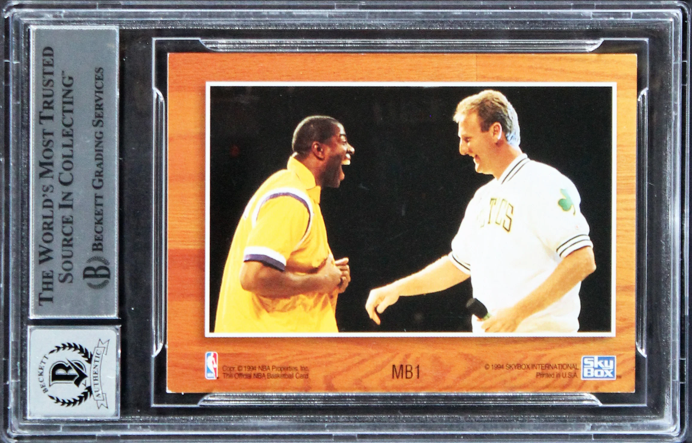 Magic Johnson & Larry Bird Signed 1993 Hoops #MB1 Card Auto 10! BAS Slabbed - Image 3