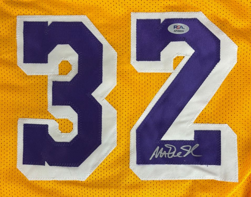 Magic Johnson Los Angeles Signed Yellow Basketball Jersey PSA/DNA - Image 2