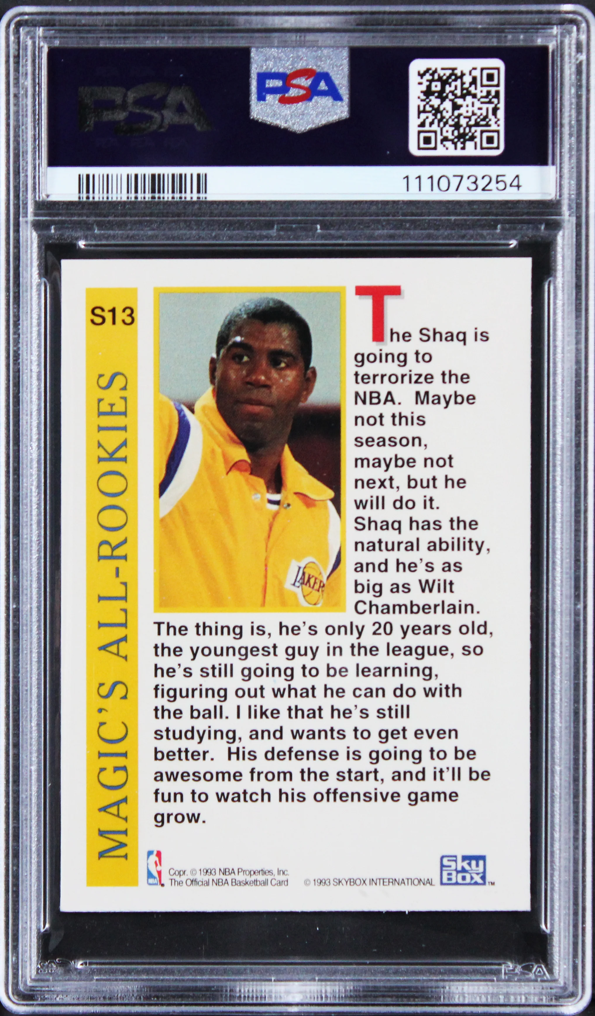 Magic Johnson & Shaquille O'Neal Signed 1995 Skybox #S13 Card Auto 10! PSA Slab - Image 3