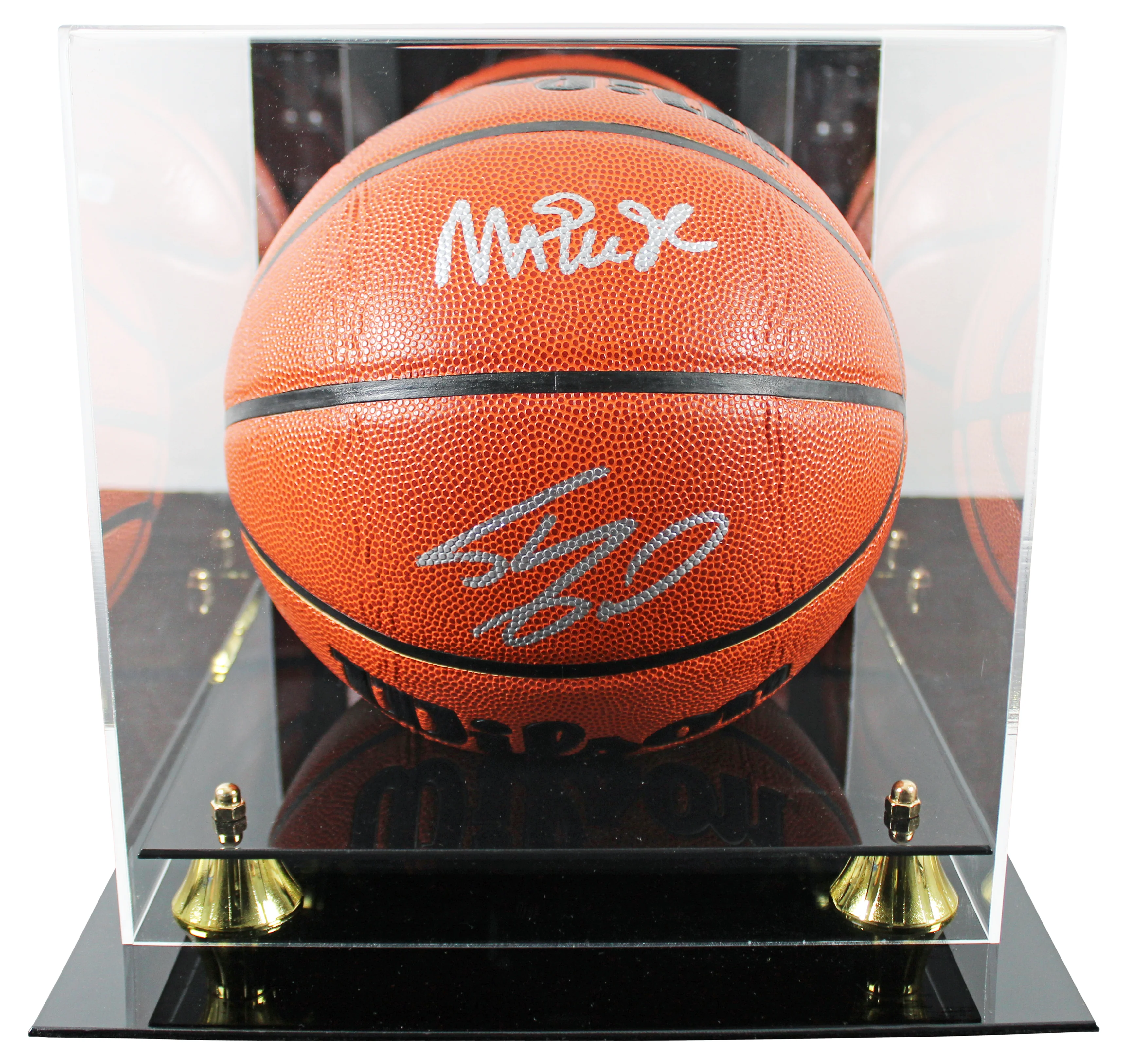 Magic Johnson & Shaquille O'Neal Signed Wilson Basketball Silver Sig w/ Case BAS - Image 2
