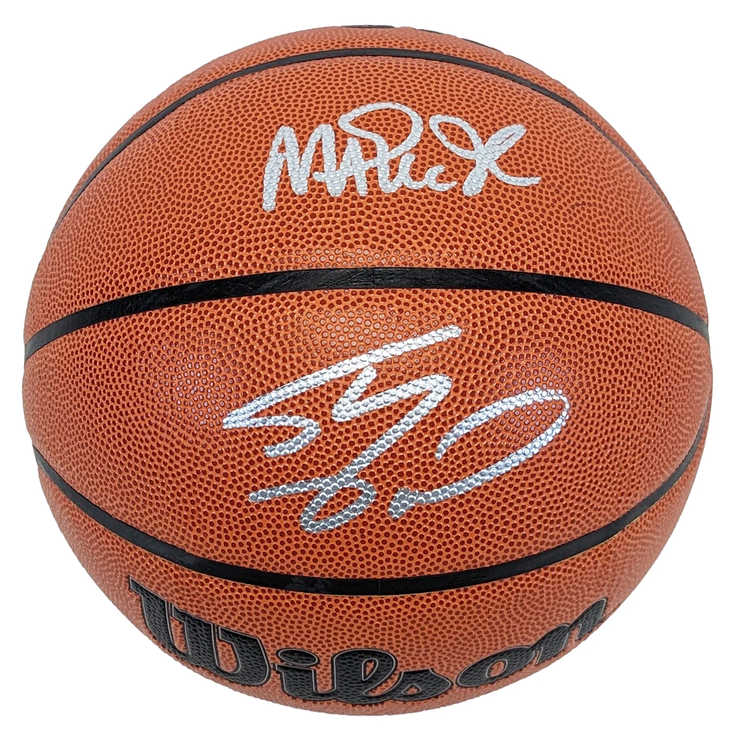 Magic Johnson & Shaquille O'Neal Signed Wilson Basketball Silver Sig w/ Case BAS - Image 3