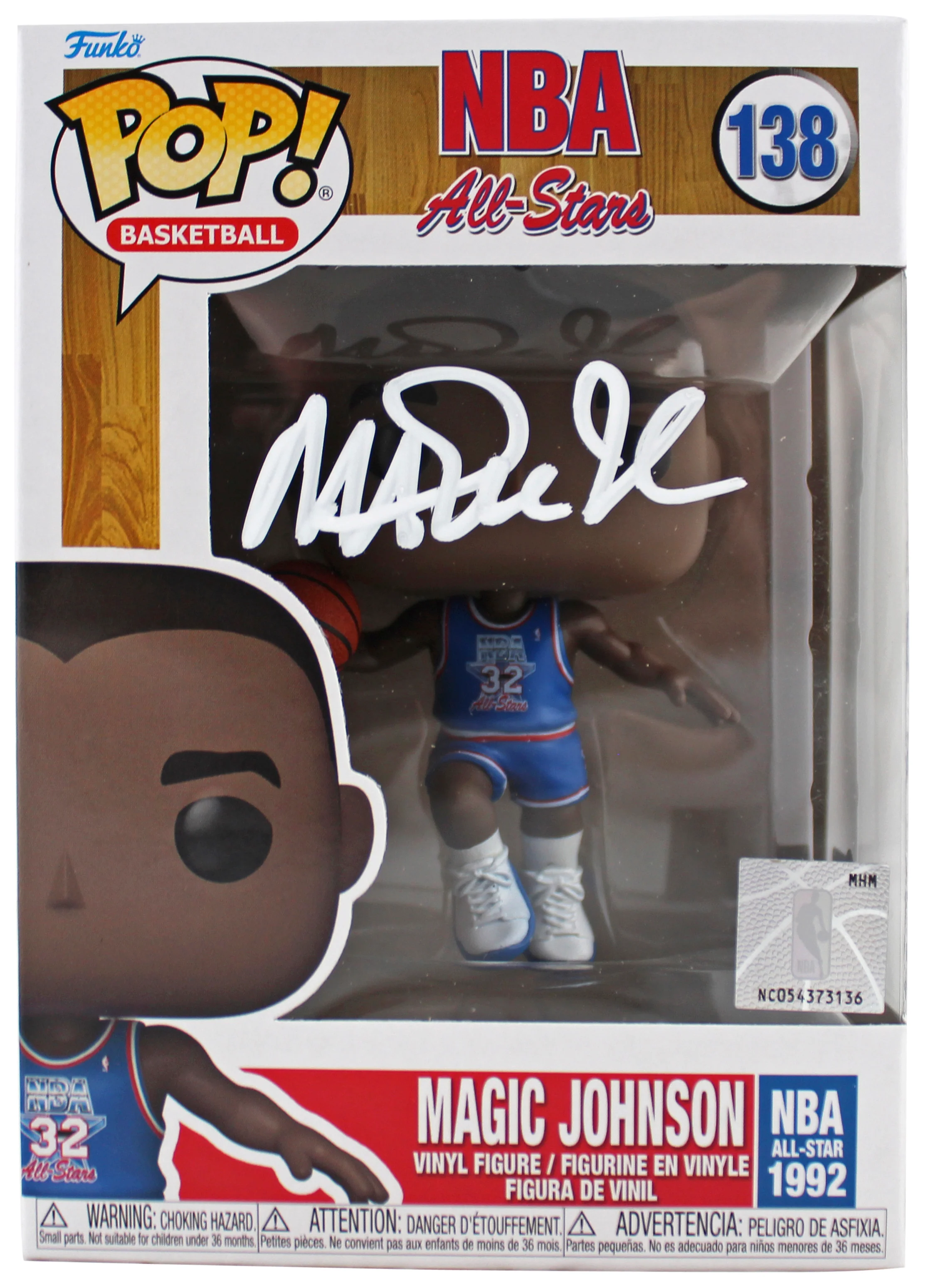 Magic Johnson Signed 1992 ASG #138 Funko Pop Vinyl Figure w/ White Sig BAS Wit - Image 2