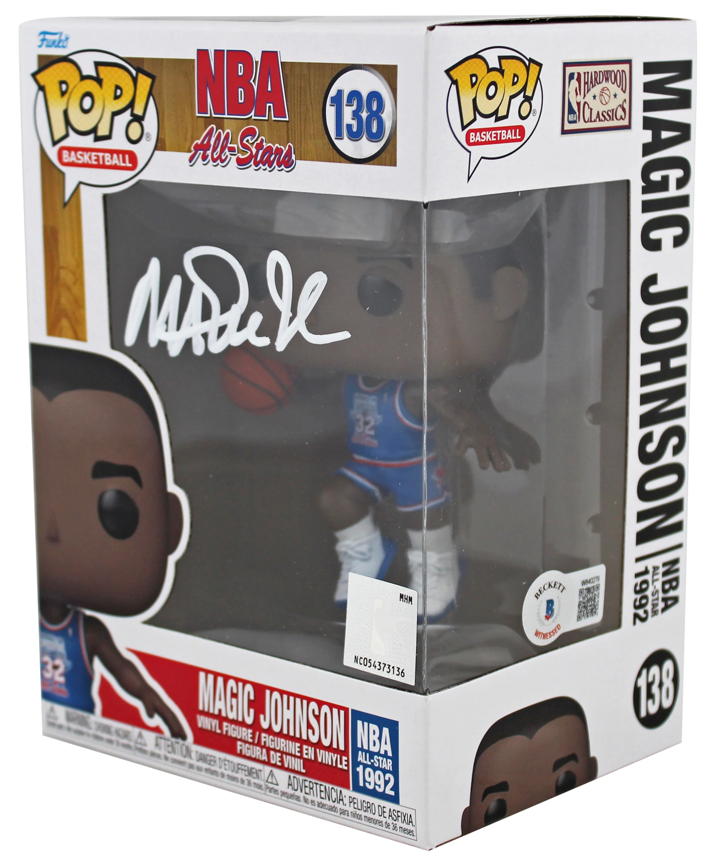 Magic Johnson Signed 1992 ASG #138 Funko Pop Vinyl Figure w/ White Sig BAS Wit - Image 3
