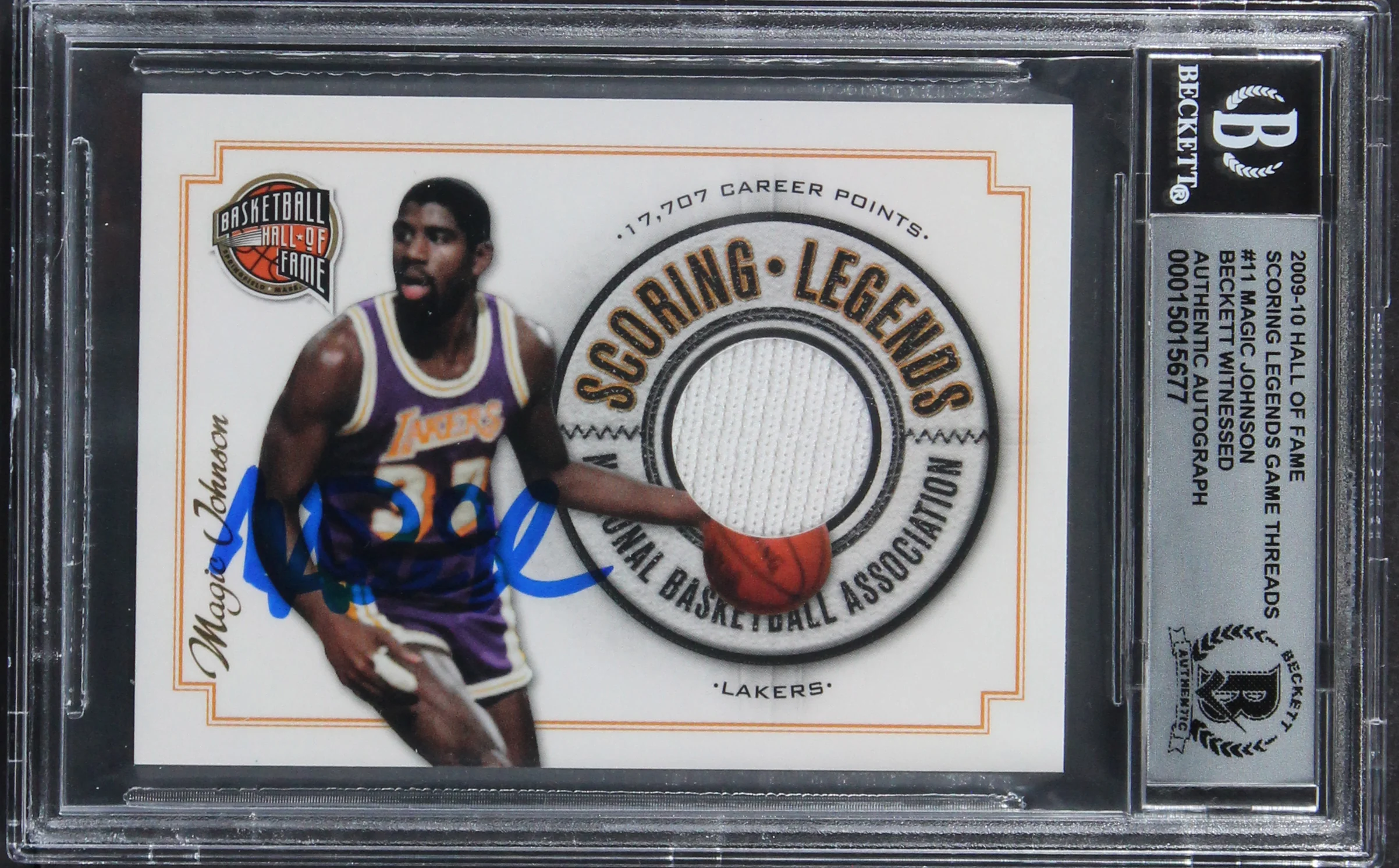 Magic Johnson Signed 2009 HOF Scoring Legends #11 #28/249 Card Auto 10! BAS Slab - Image 2
