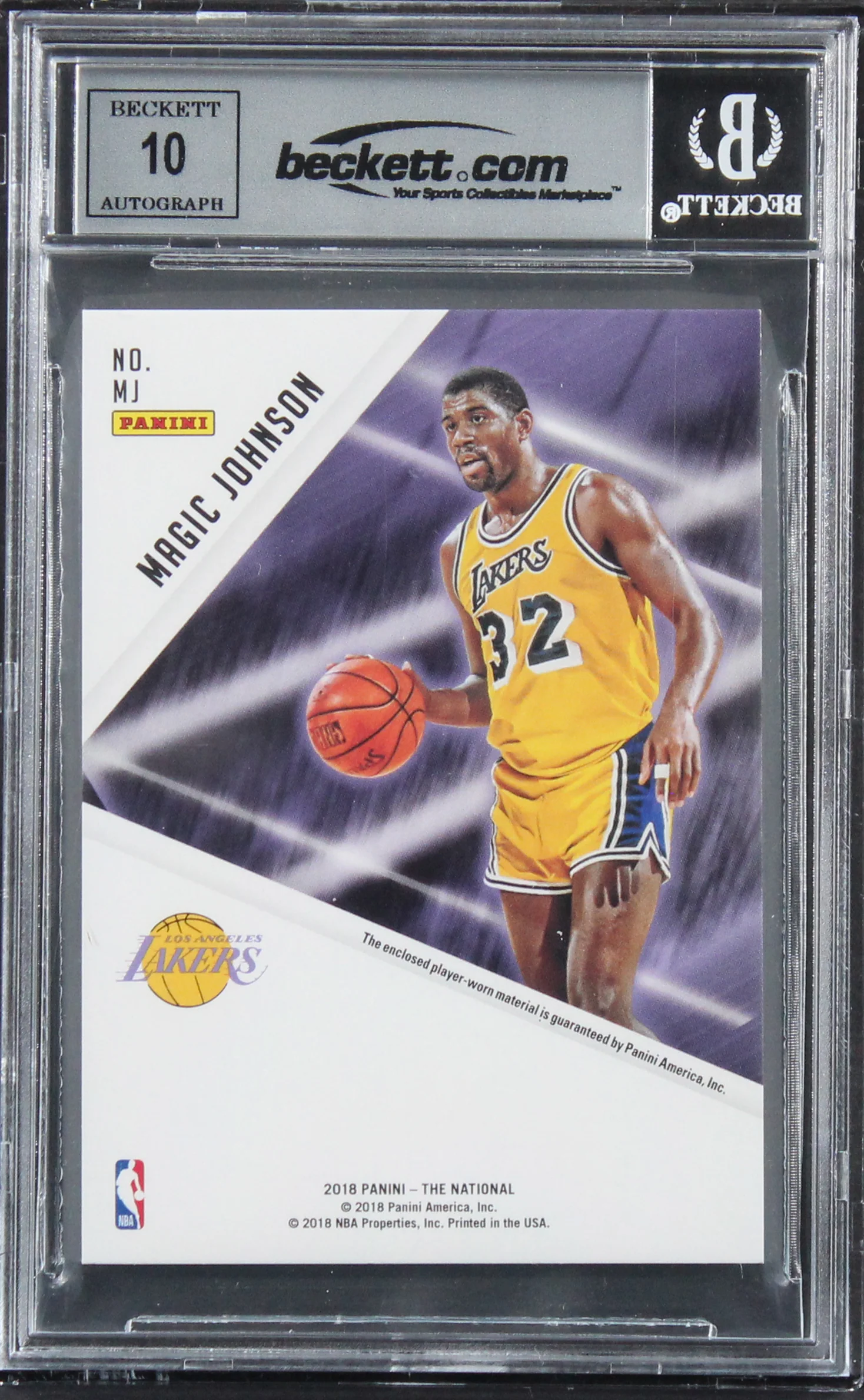 Magic Johnson Signed 2018 Panini Rainbow Spokes #MJ #08/25 Card Auto 10 BAS Slab - Image 3