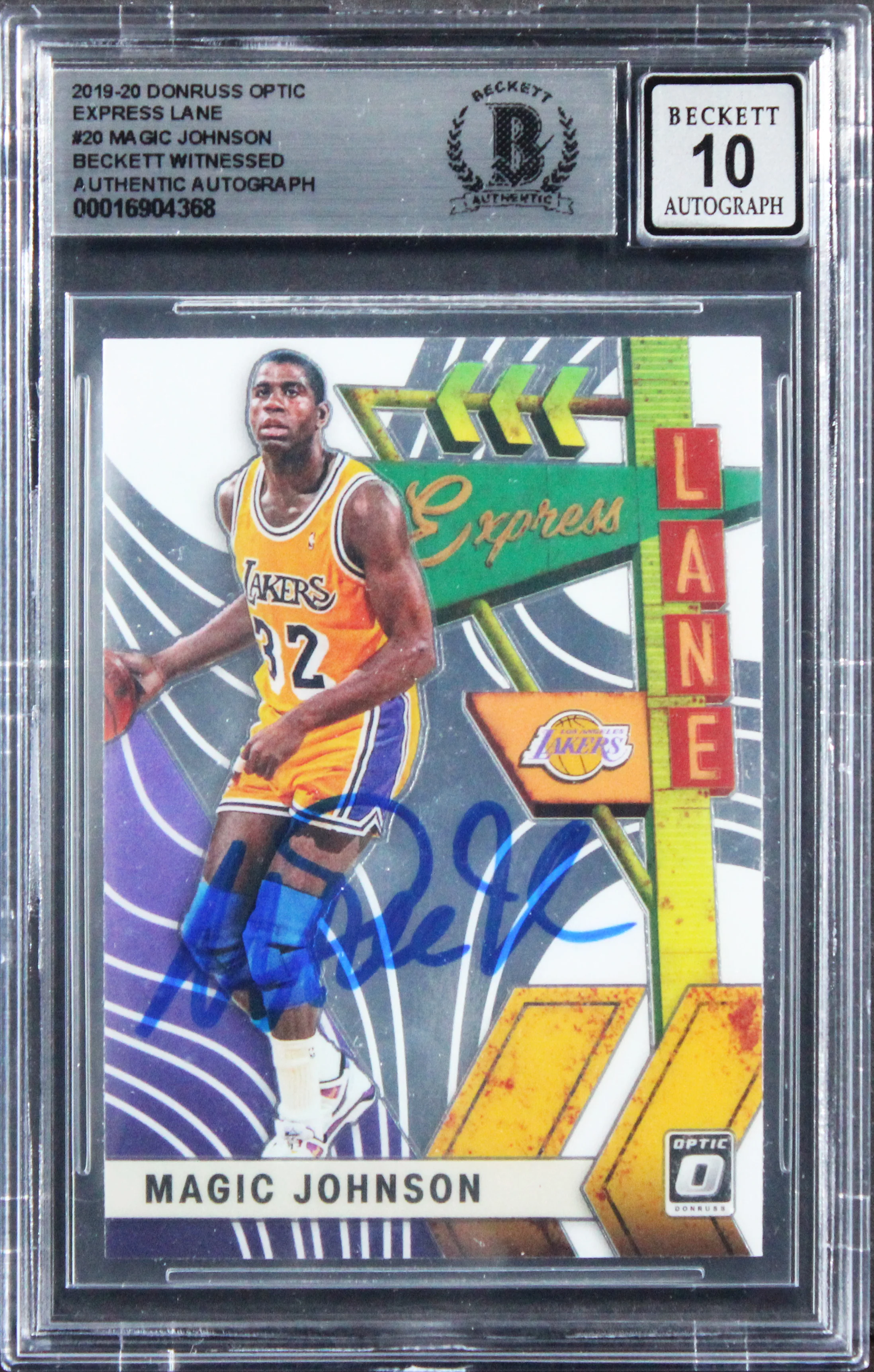 Magic Johnson Signed 2019 Donruss Optic #20 Card Auto Grade Gem 10! BAS Slabbed - Image 2