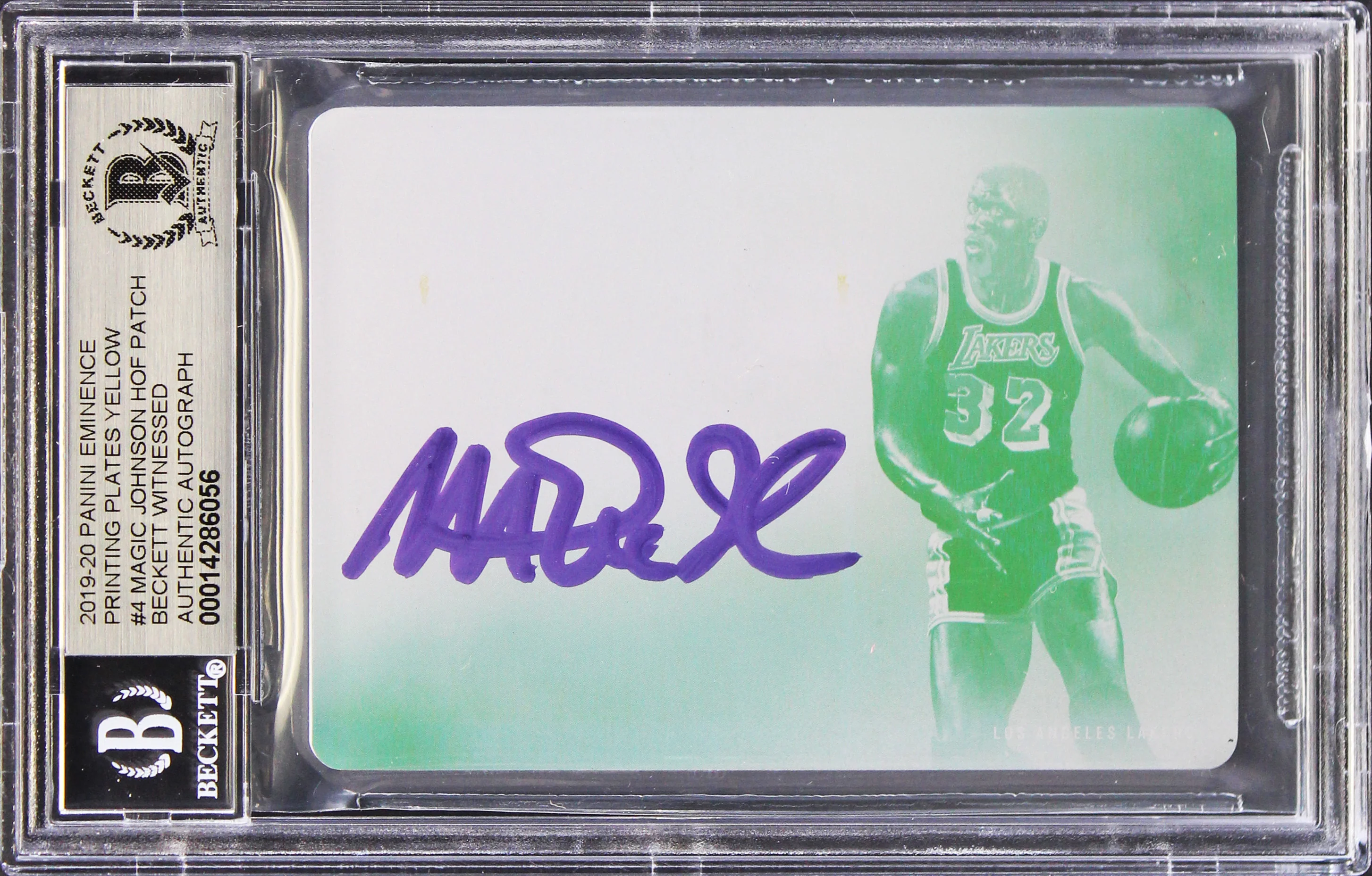 Magic Johnson Signed 2019 Panini Eminence Plates #4 Card Auto 10! BAS Slabbed - Image 2