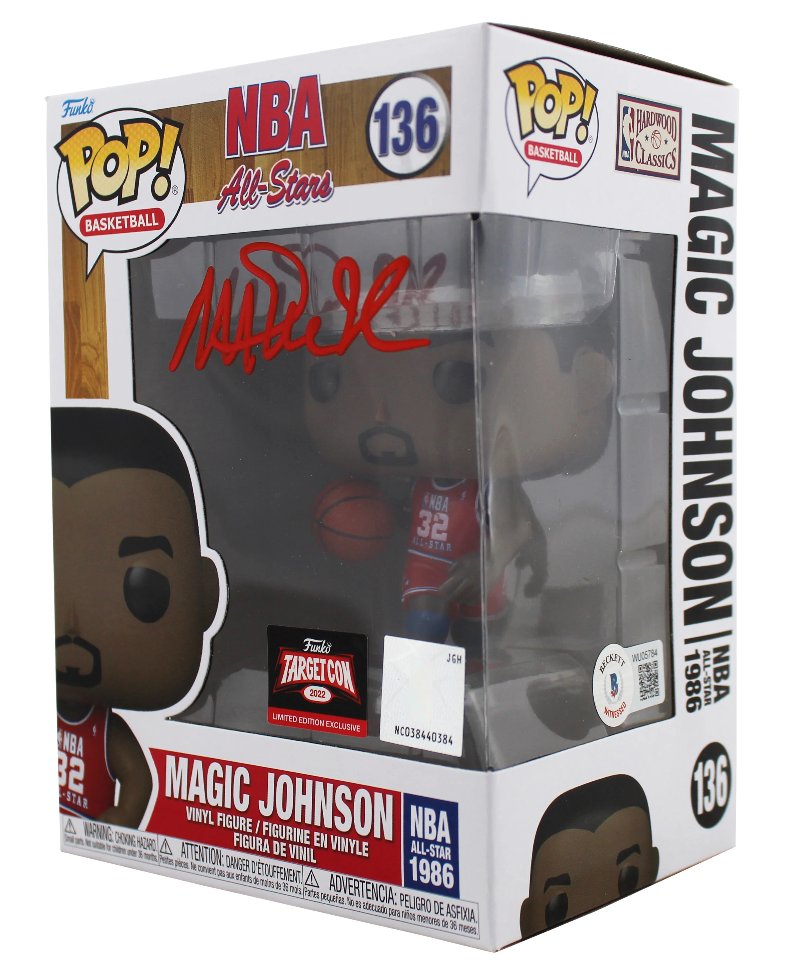 Magic Johnson Signed All Stars #136 Funko Pop Vinyl Figure w/ Red Sig BAS Wit - Image 3