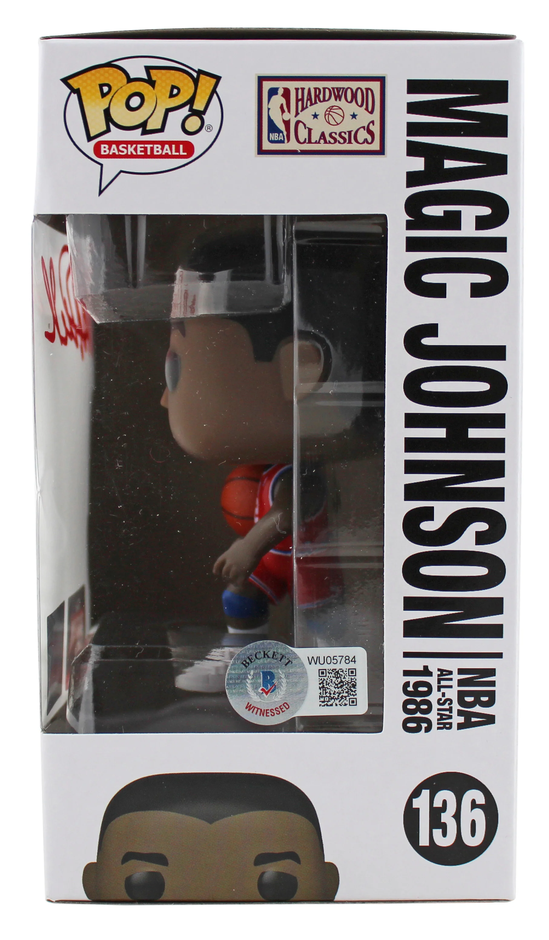 Magic Johnson Signed All Stars #136 Funko Pop Vinyl Figure w/ Red Sig BAS Wit - Image 4