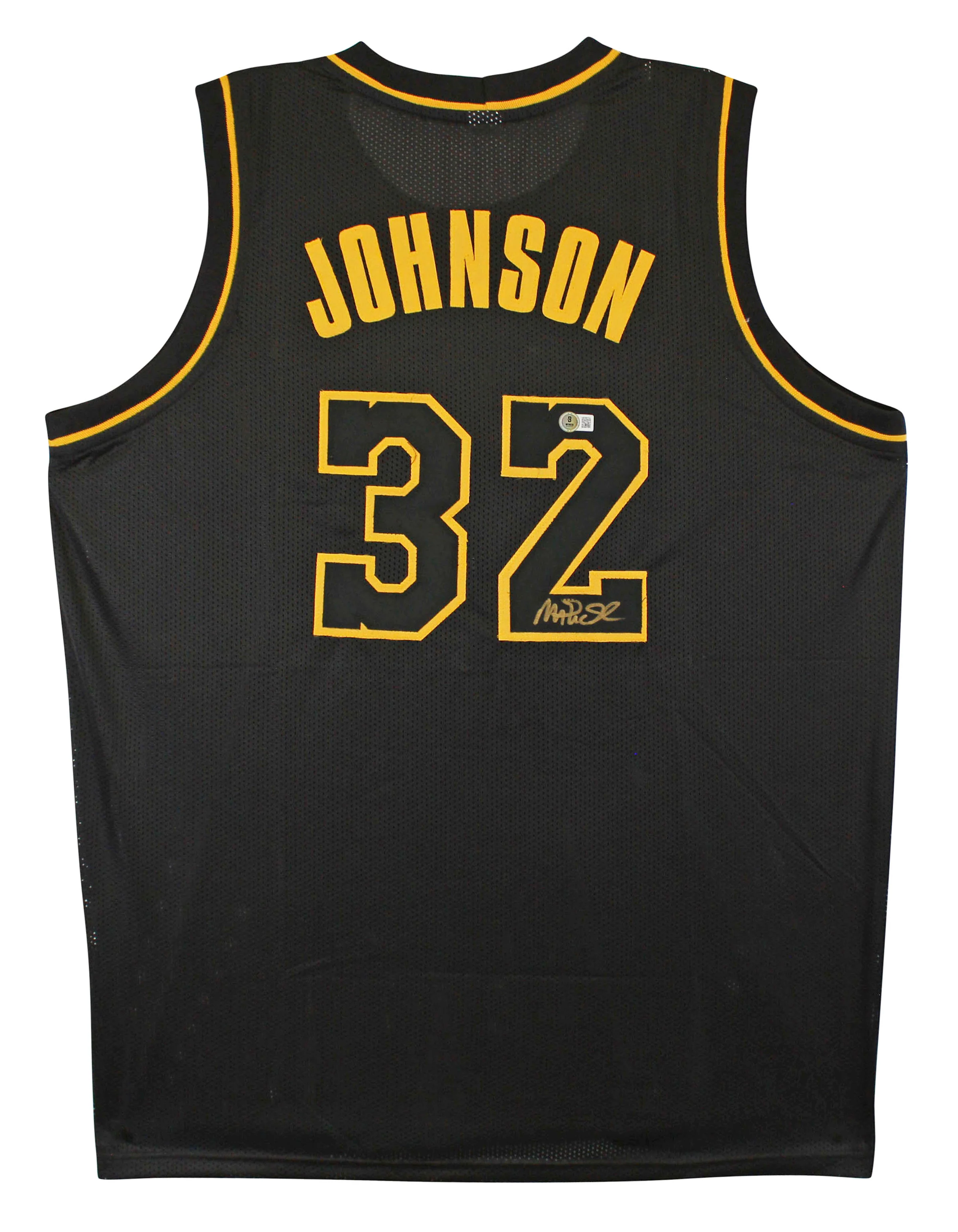Magic Johnson Signed Black Pro Style Jersey w/ Black Numbers BAS Witnessed - Image 2