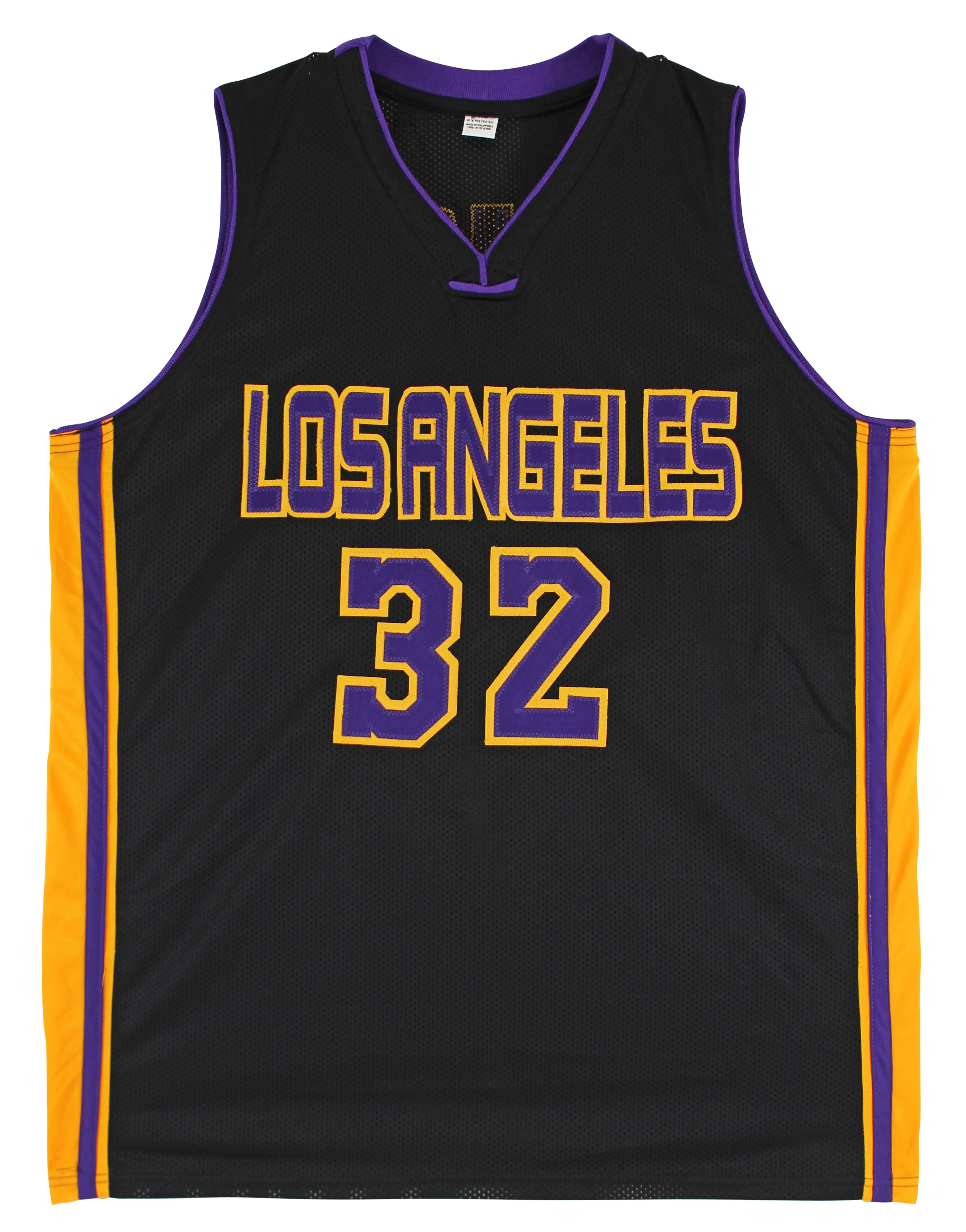 Magic Johnson Signed Black Pro Style Jersey w/ Purple Numbers BAS Witnessed 2 - Image 4