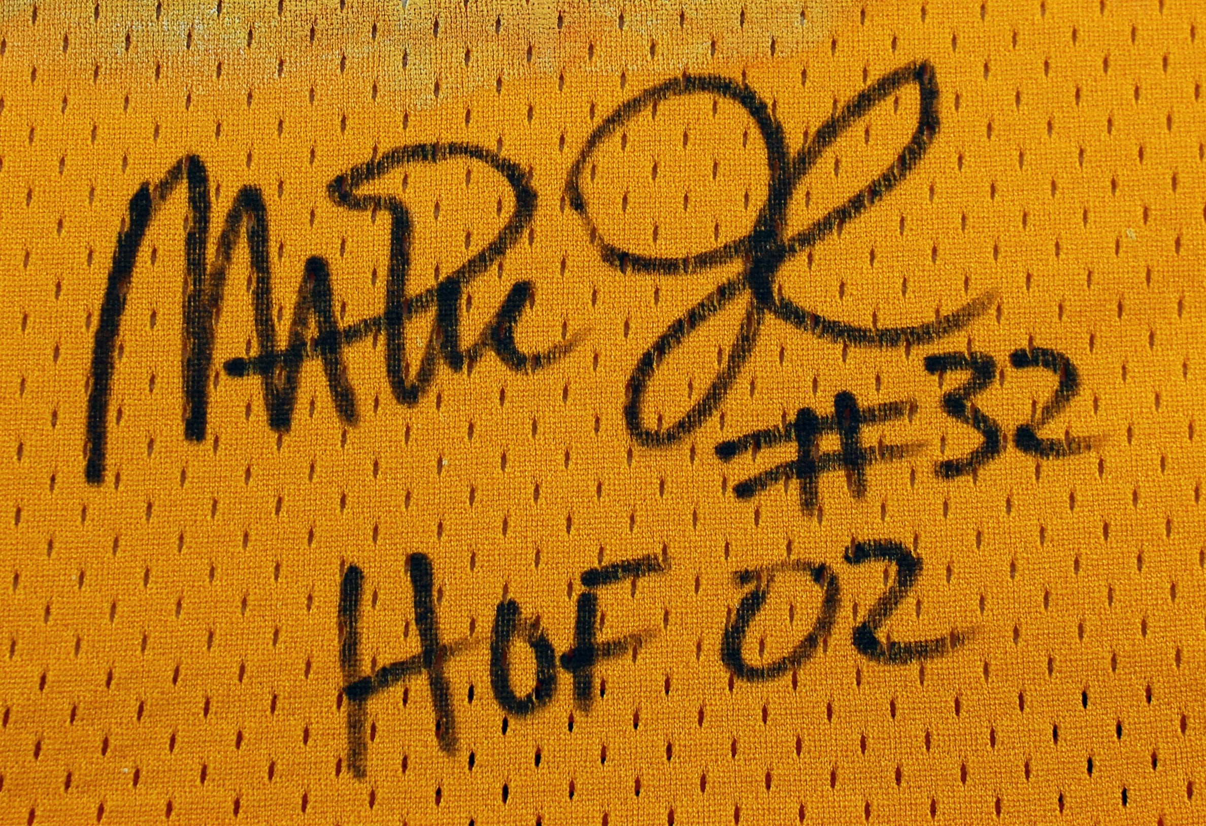 Magic Johnson Signed Hand Painted Yellow M&N HWC Swingman Framed Jersey BAS Wit - Image 3