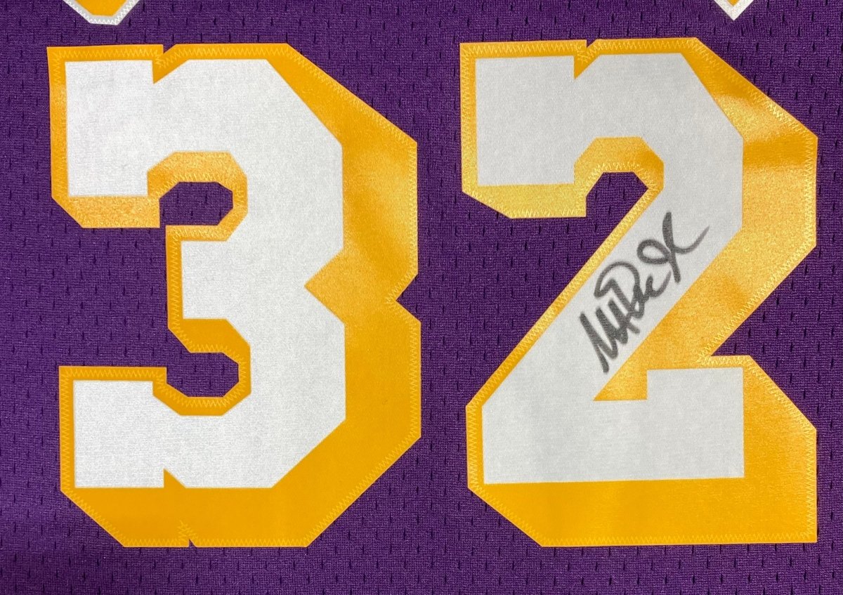 Magic Johnson Signed LA Lakers 1984-85 Purple M&N HWC Swingman Jersey BAS ITP - Image 2