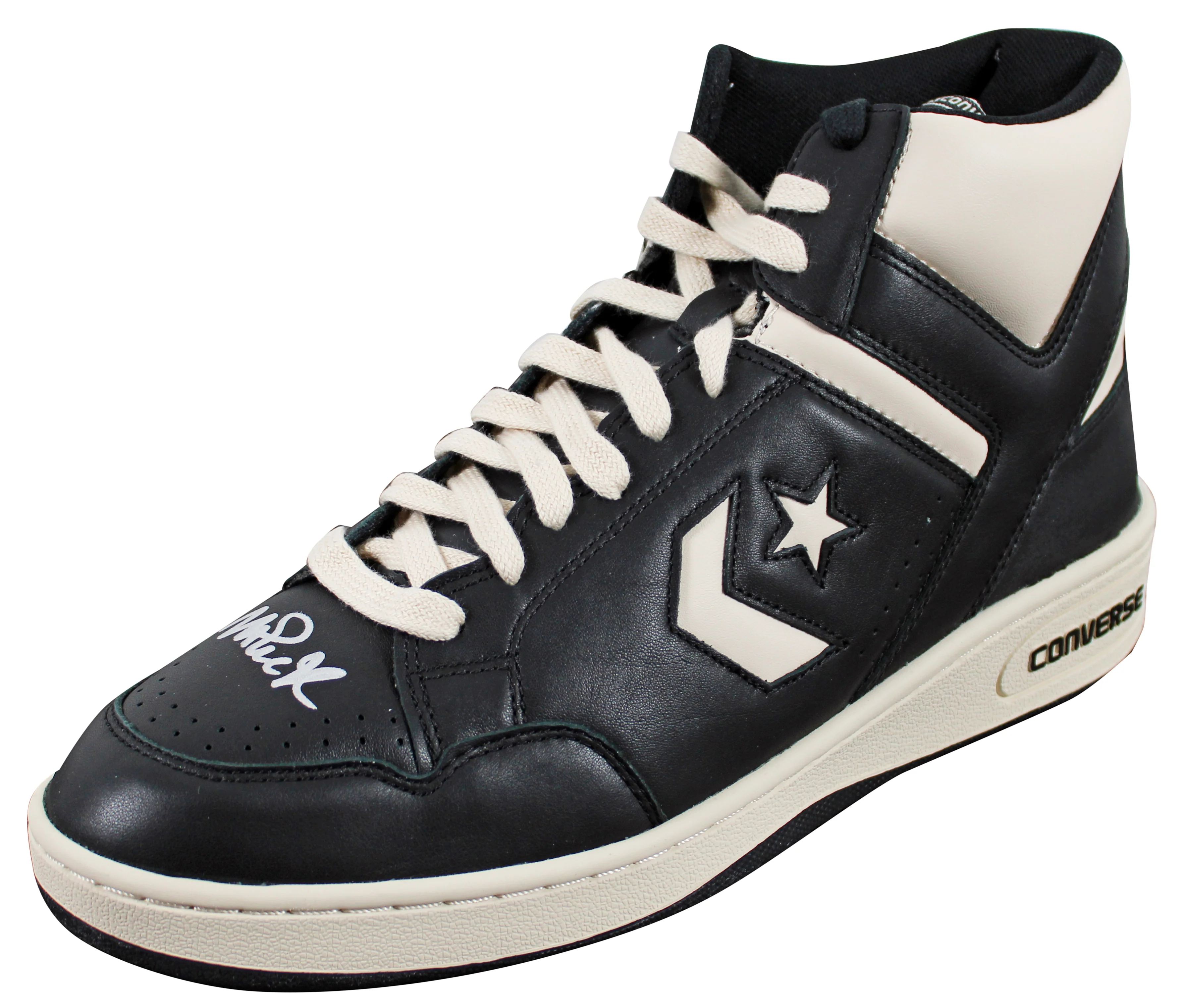 Magic Johnson Signed Left Black & White Converse Weapon Shoe W/ Case BAS Wit 2 - Image 3
