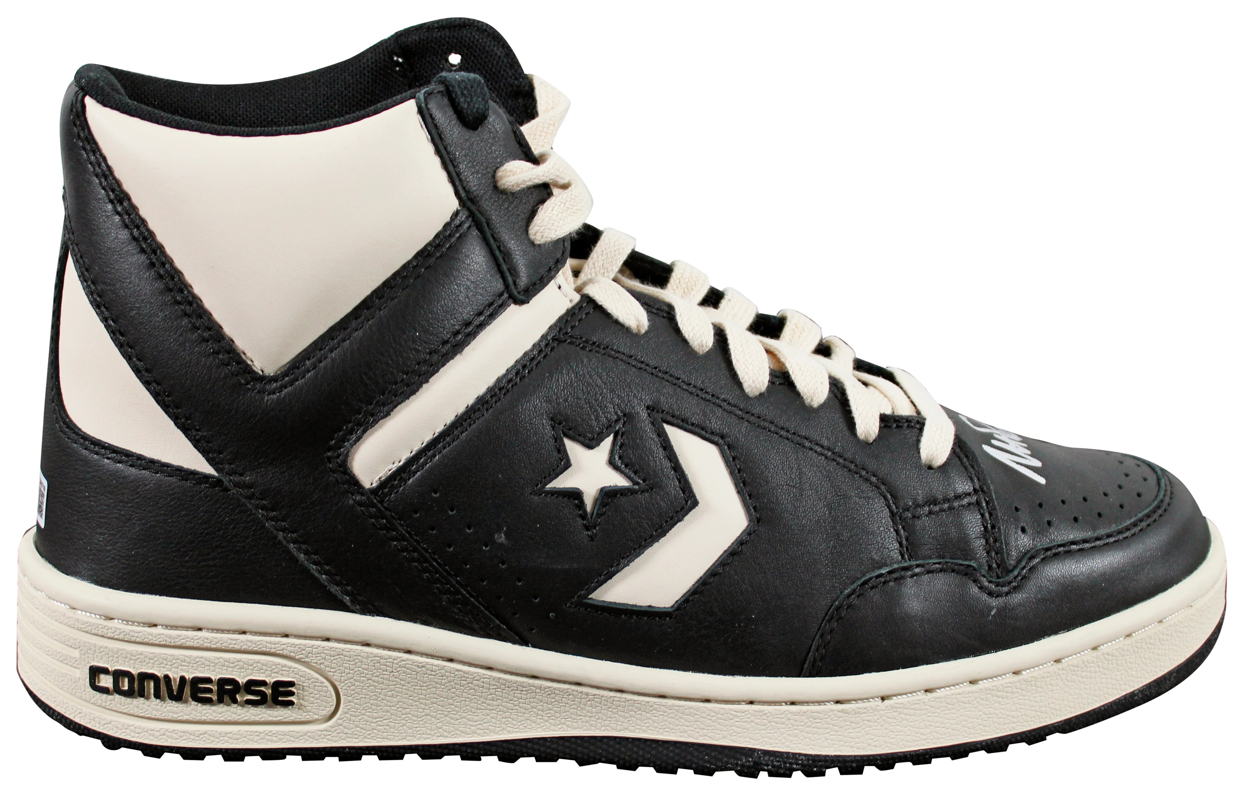 Magic Johnson Signed Right Black & White Converse Weapon Shoe W/ Case BAS Wit 2 - Image 7