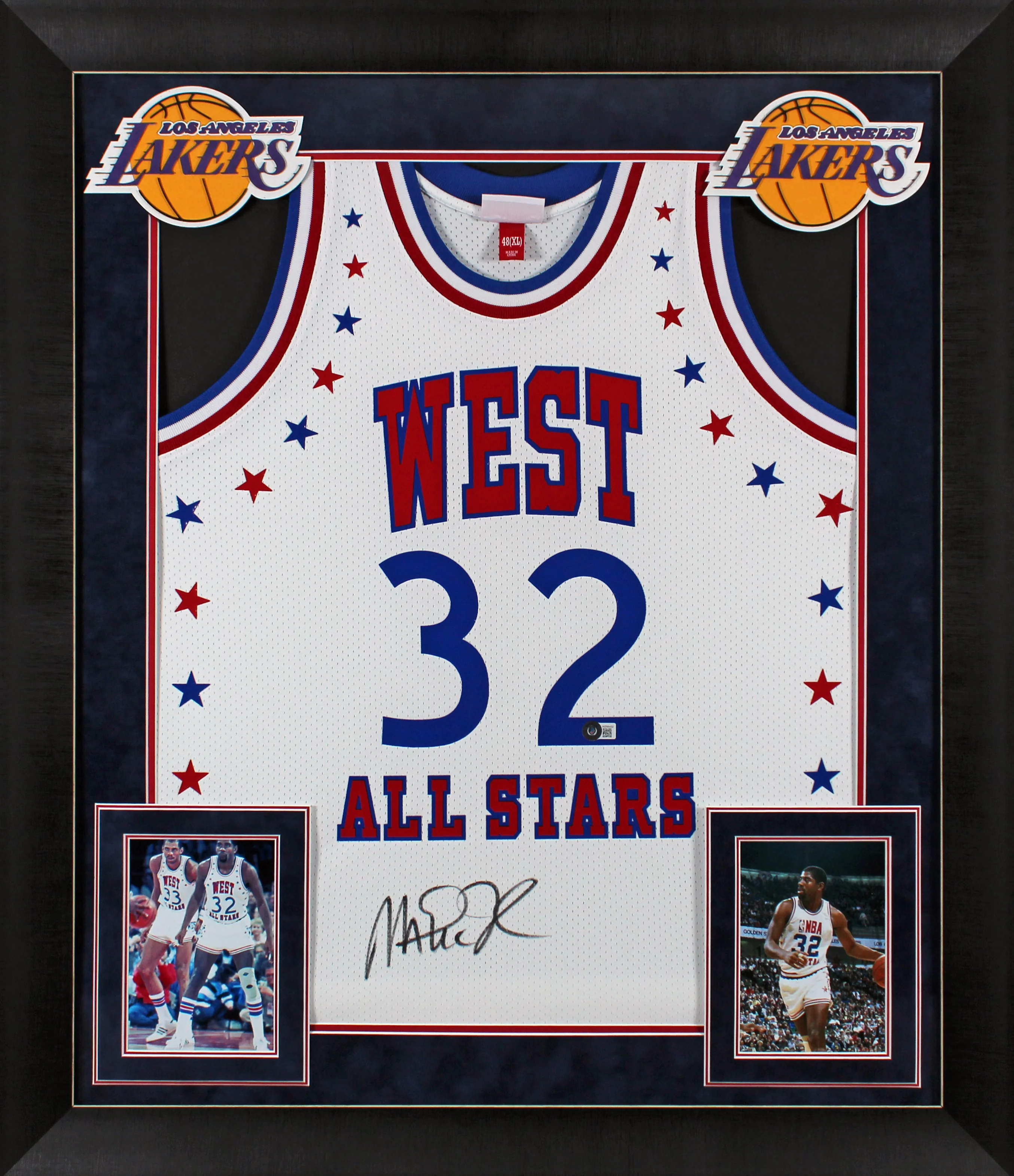 Magic Johnson Signed White 1983 All-Star M&N Authentic Framed Jersey BAS Witness - Image 2