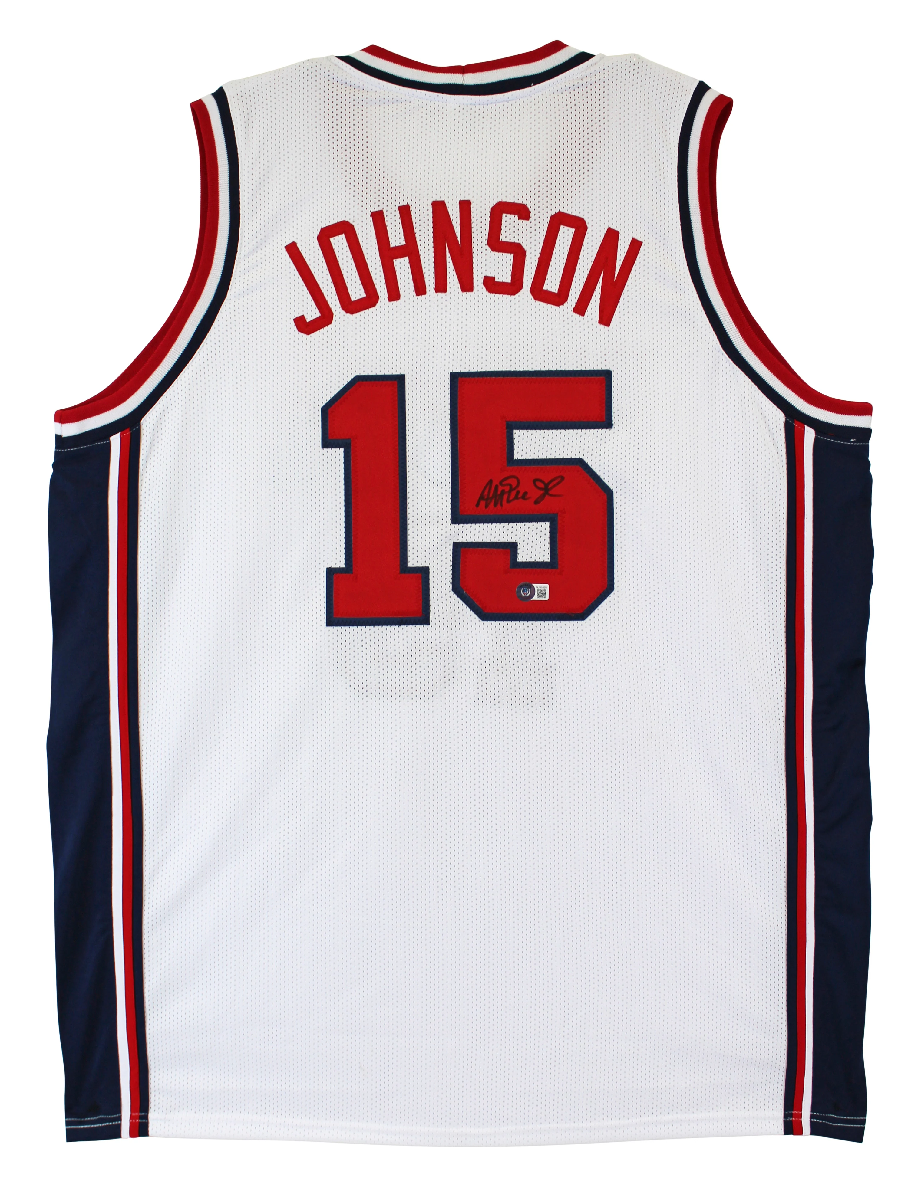 Magic Johnson Team USA Authentic Signed White Jersey Autographed BAS Witnessed - Image 2