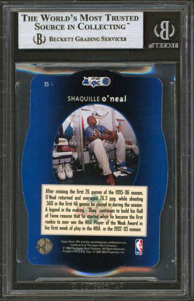 Magic Shaquille O'Neal Authentic Signed 1996 SPX #35 Card BAS Slabbed - Image 3