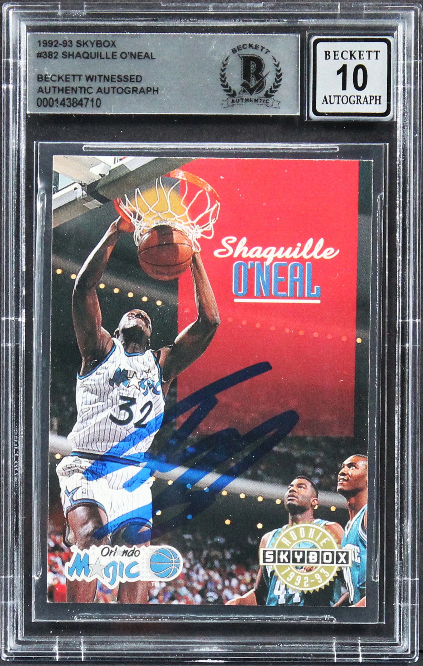 Magic Shaquille O'Neal Signed 1992 Skybox #382 Rookie Card Auto 10! BAS Slabbed - Image 2