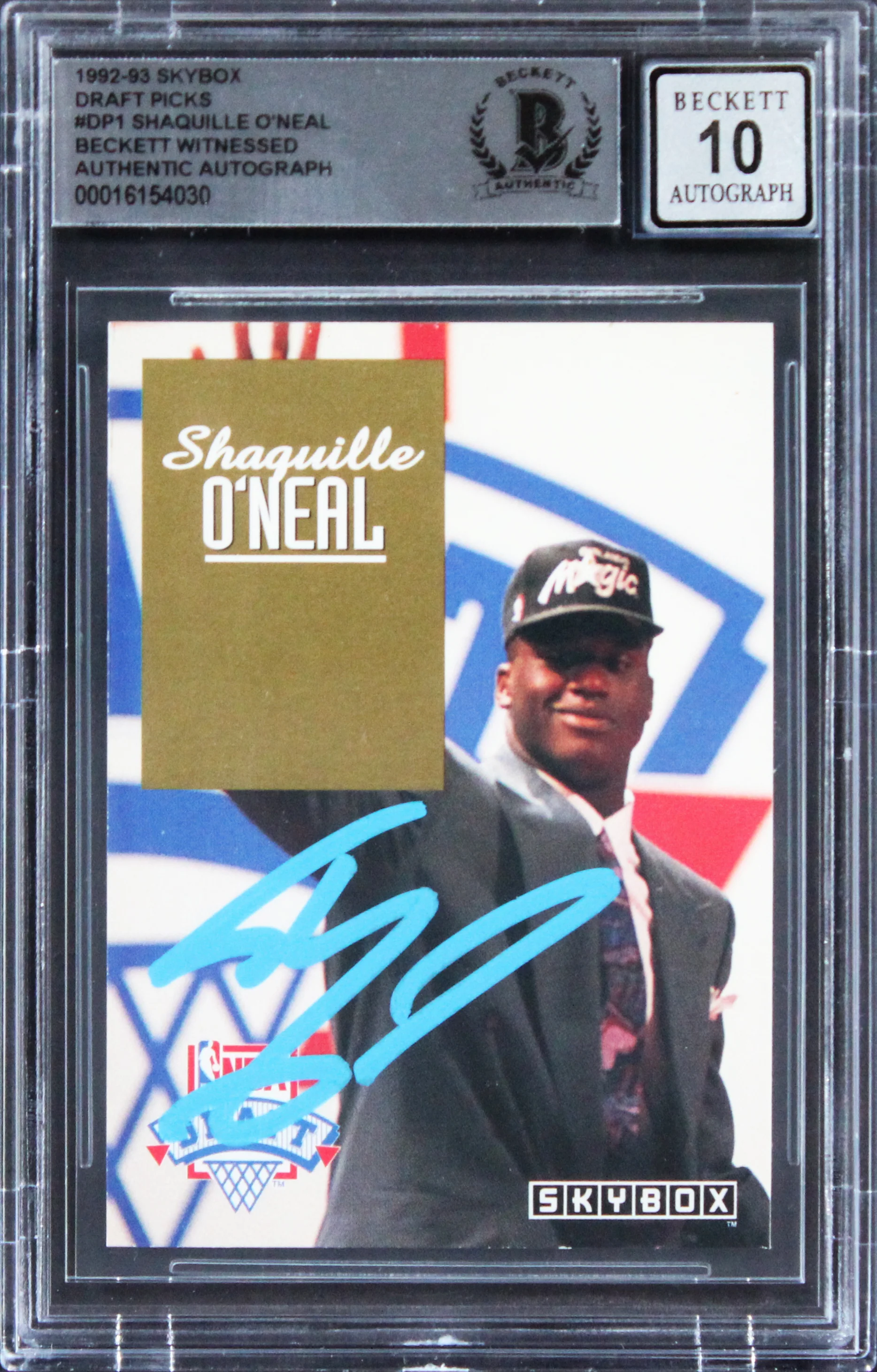 Magic Shaquille O'Neal Signed 1992 Skybox DP #DP1 Rookie Card Auto 10 BAS Slab 2 - Image 2