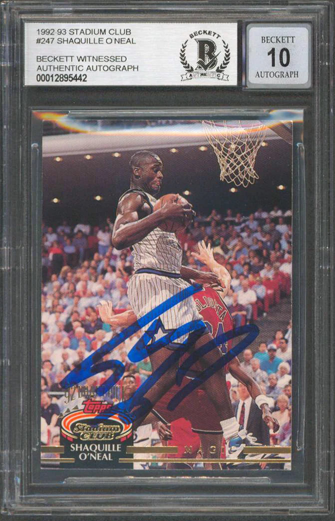 Magic Shaquille O'Neal Signed 1992 Stadium Club #247 RC Card Auto 10 BAS Slabbed - Image 2
