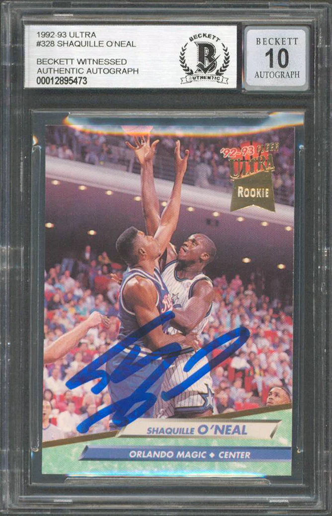 Magic Shaquille O'Neal Signed 1992 Ultra #328 Rookie Card Auto Grade 10 BAS Slab - Image 2