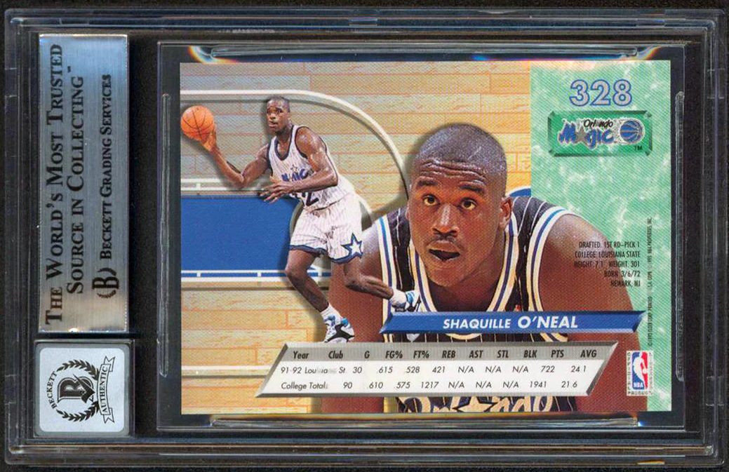 Magic Shaquille O'Neal Signed 1992 Ultra #328 Rookie Card Auto Grade 10 BAS Slab - Image 3