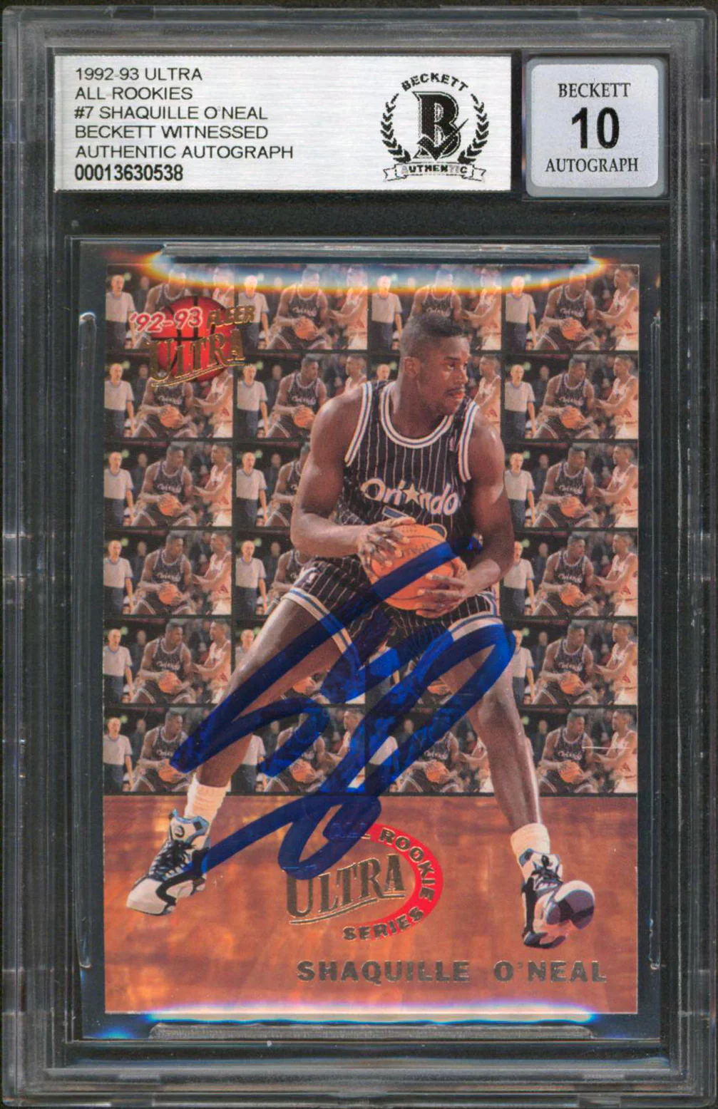Magic Shaquille O'Neal Signed 1992 Ultra All-Rookies #7 Card Auto 10 BAS Slabbed - Image 2
