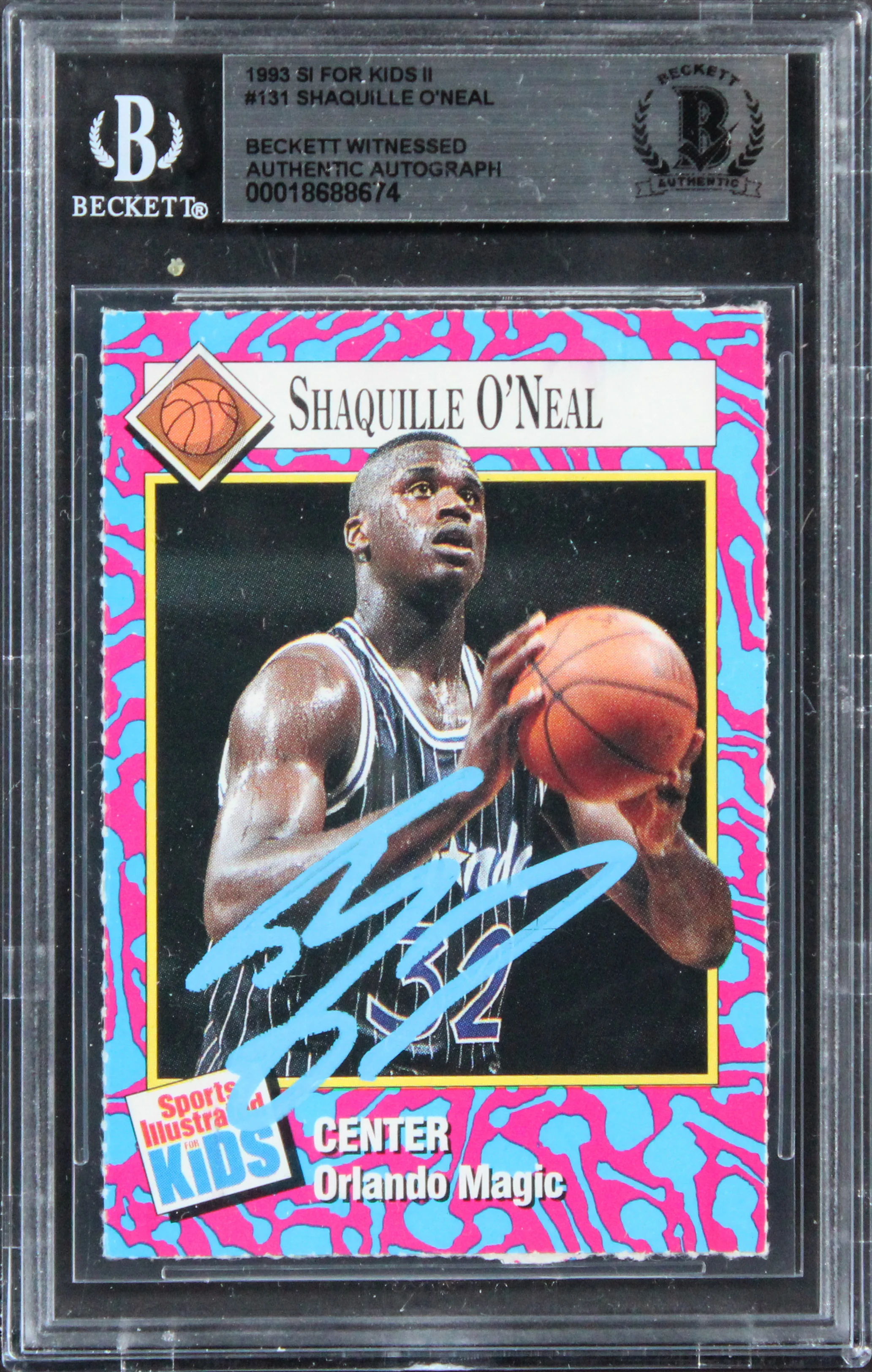 Magic Shaquille O'Neal Signed 1993 SI For Kids II #131 Card BAS Slabbed - Image 2