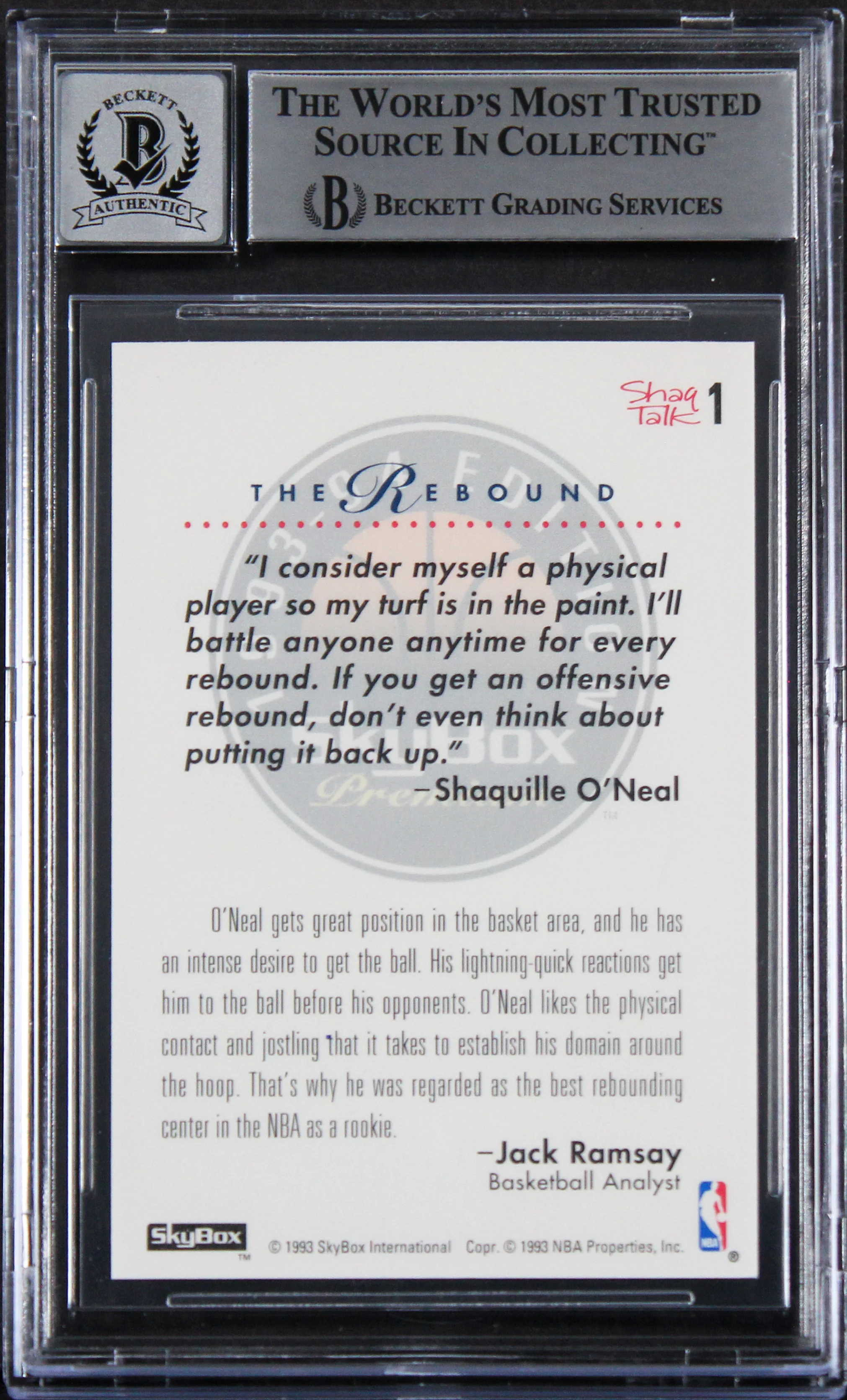 Magic Shaquille O'Neal Signed 1993 Skybox Premium #1 Card Auto 10! BAS Slabbed - Image 3
