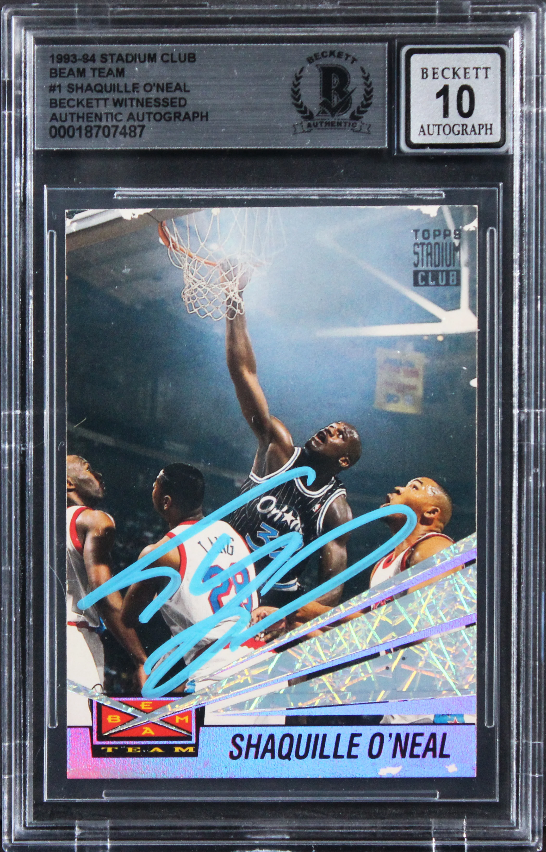Magic Shaquille O'Neal Signed 1993 Stadium Club BT #1 Card Auto 10! BAS Slabbed - Image 2