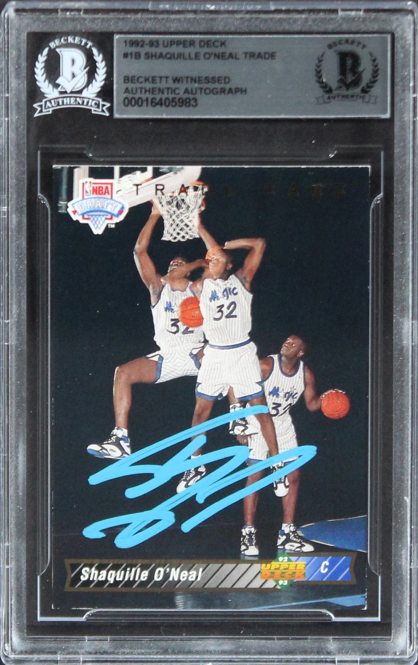 Magic Shaquille O'Neal Signed 1993 Upper Deck #1B BAS Witnessed #16405983 - Image 2