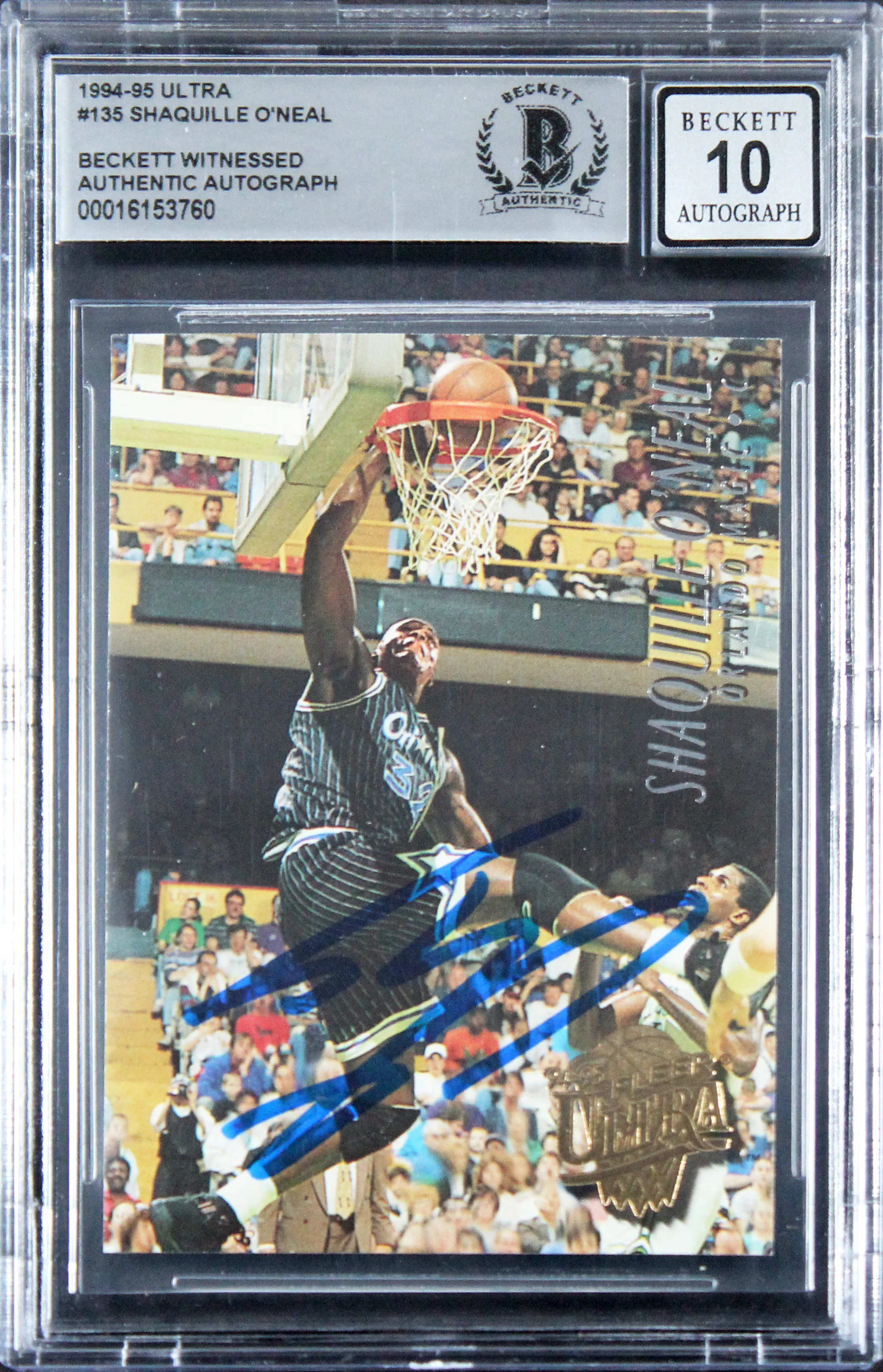 Magic Shaquille O'Neal Signed 1994 Ultra #135 Card Auto 10! BAS Slabbed - Image 2
