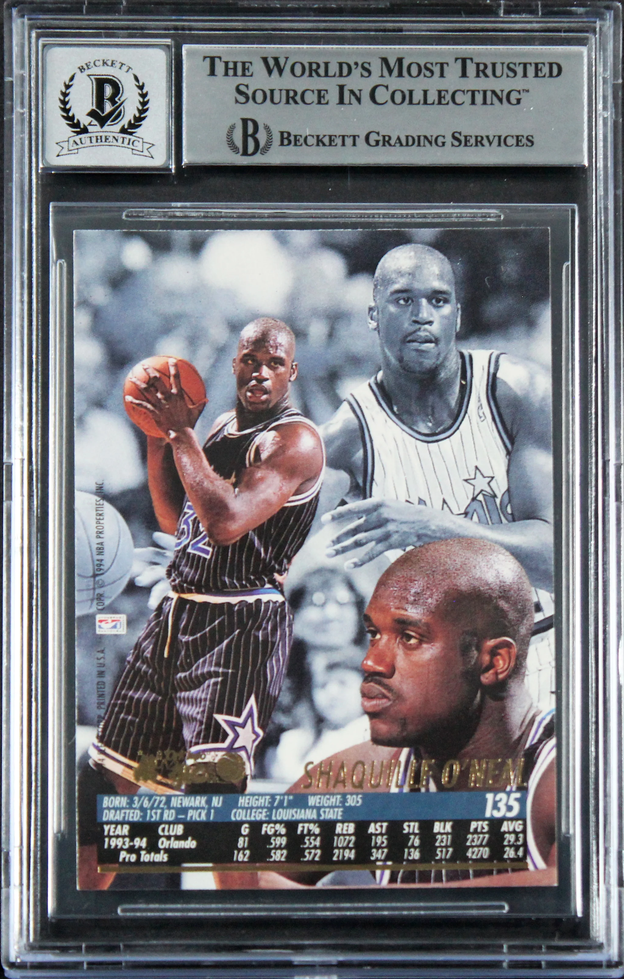Magic Shaquille O'Neal Signed 1994 Ultra #135 Card Auto 10! BAS Slabbed - Image 3