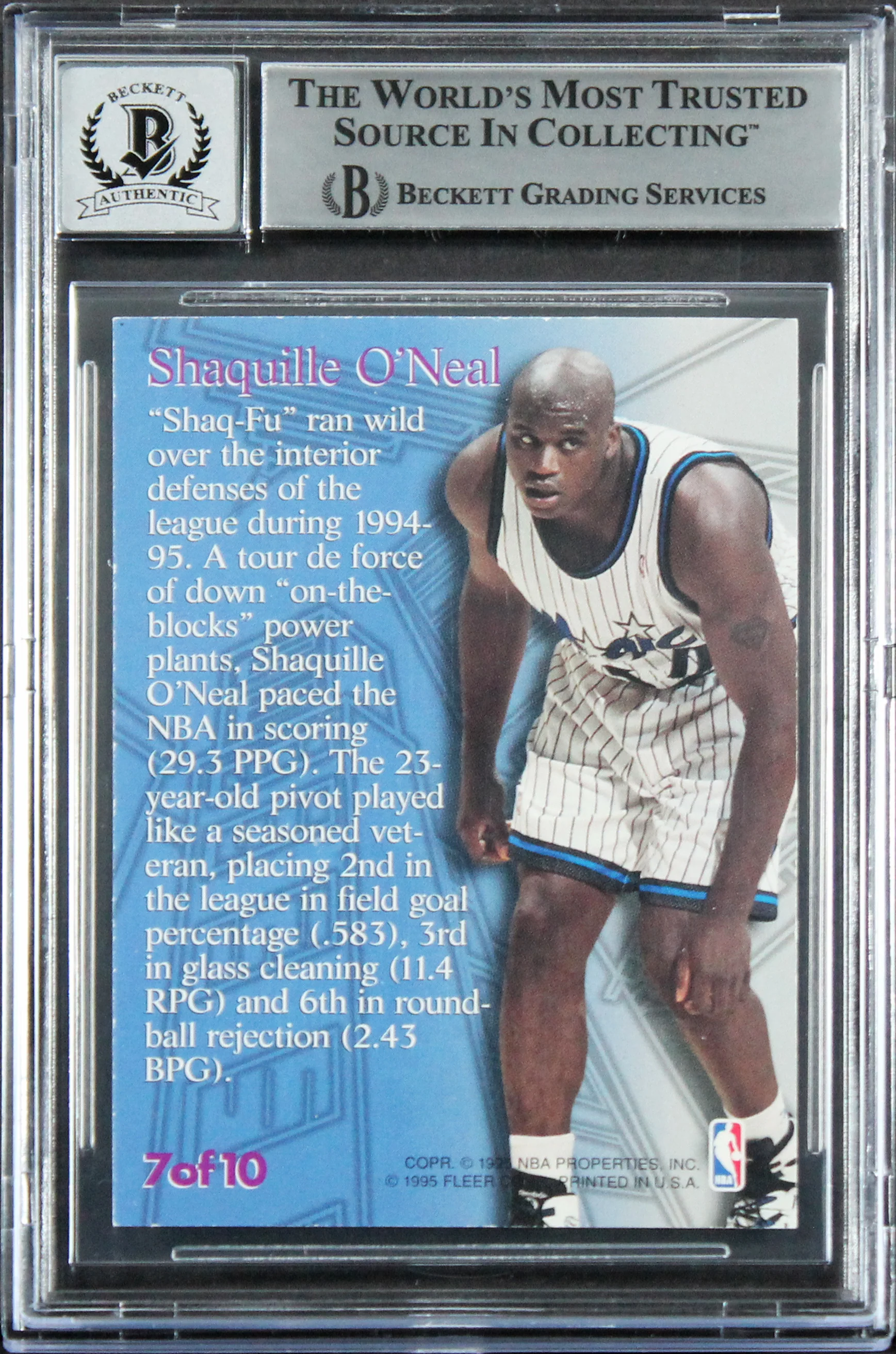 Magic Shaquille O'Neal Signed 1995 Metal Steel Towers #7 Card Auto 10 BAS Slab 2 - Image 3