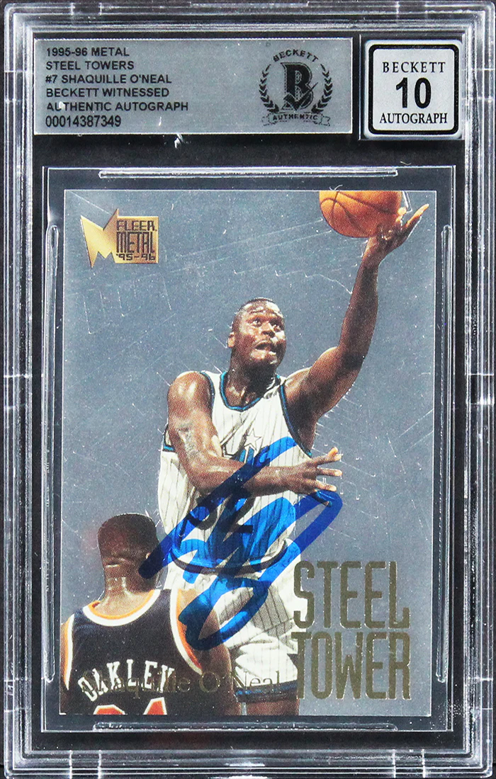 Magic Shaquille O'Neal Signed 1995 Metal Steel Towers #7 Card Auto 10! BAS Slab - Image 2