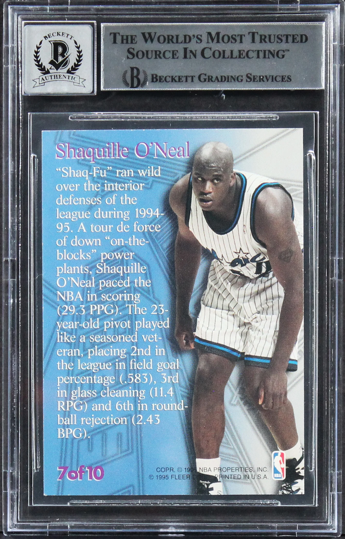 Magic Shaquille O'Neal Signed 1995 Metal Steel Towers #7 Card Auto 10! BAS Slab - Image 3