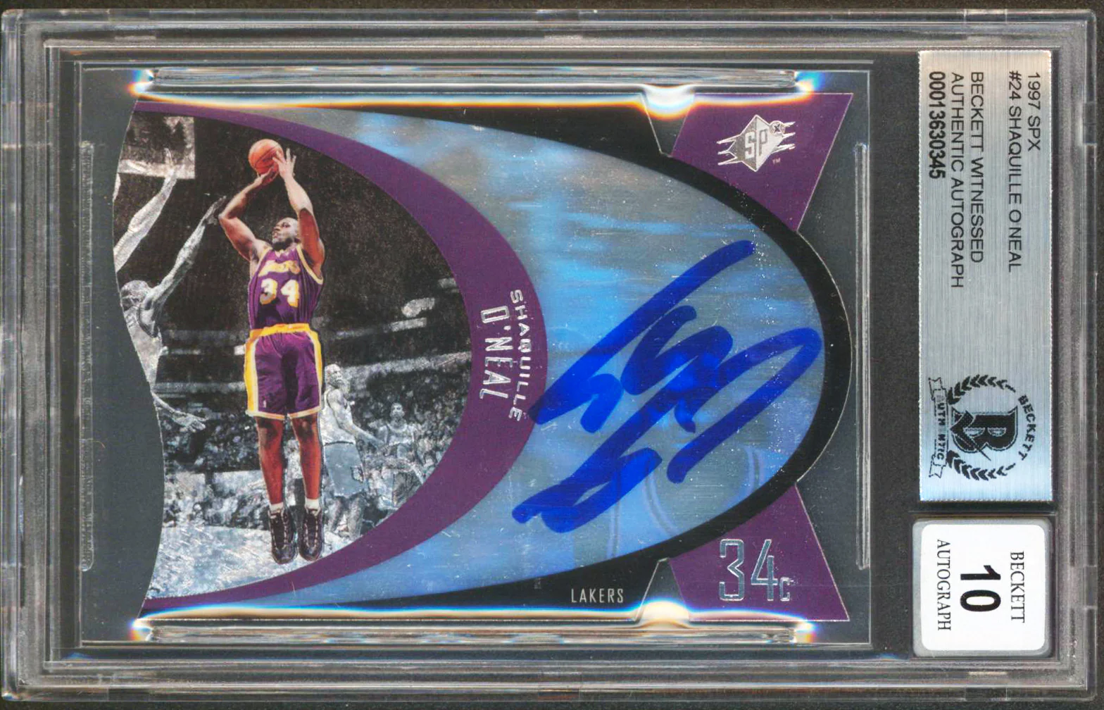 Magic Shaquille O'Neal Signed 1997 SPX #24 Card Auto Graded 10! BAS Slabbed - Image 2