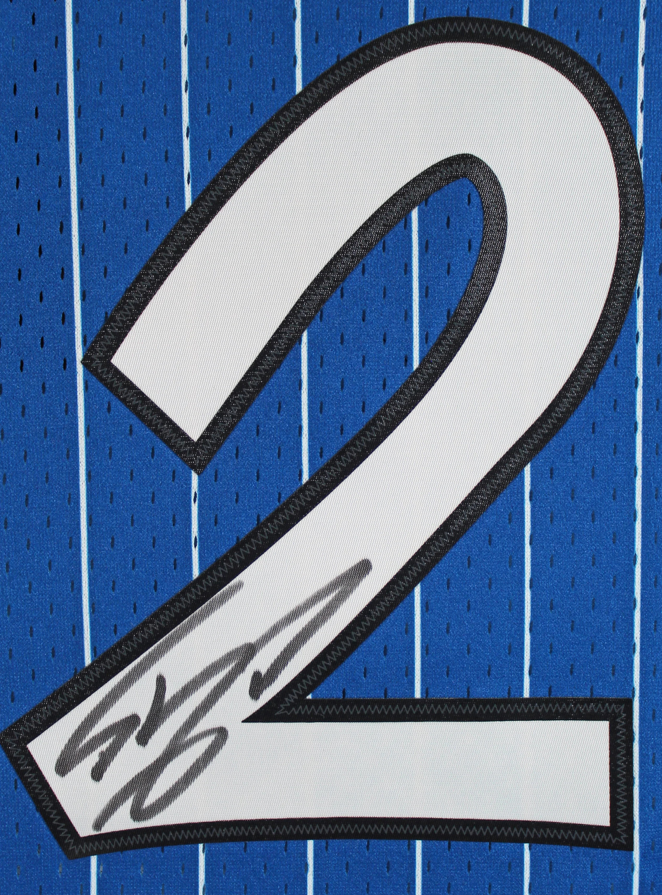 Magic Shaquille O'Neal Signed Blue M&N 1994-95 HWC Swingman Framed Jersey BAS W - Image 3