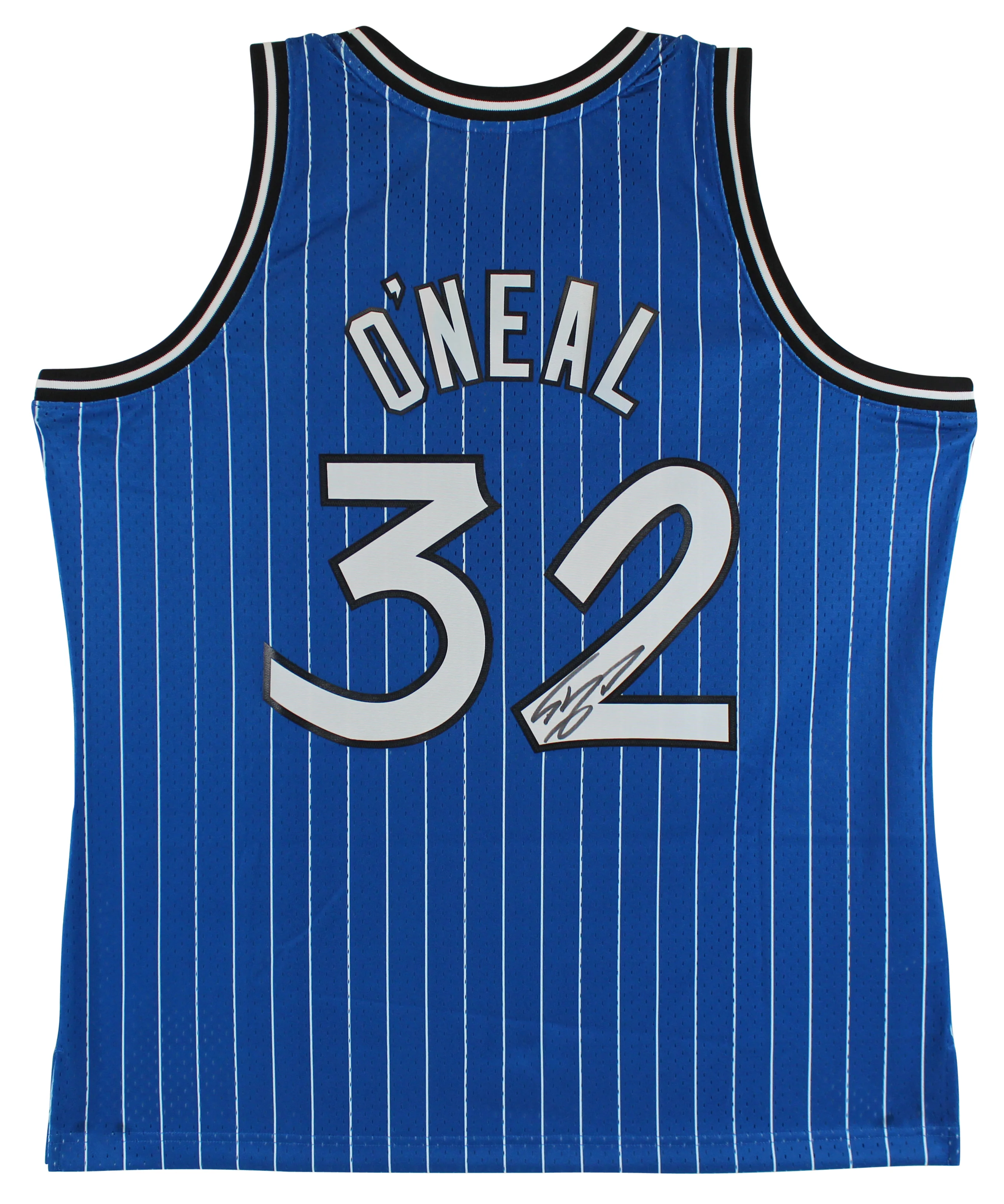 Magic Shaquille O'Neal Signed Blue M&N 1994-95 HWC Swingman Jersey BAS Witnessed - Image 2