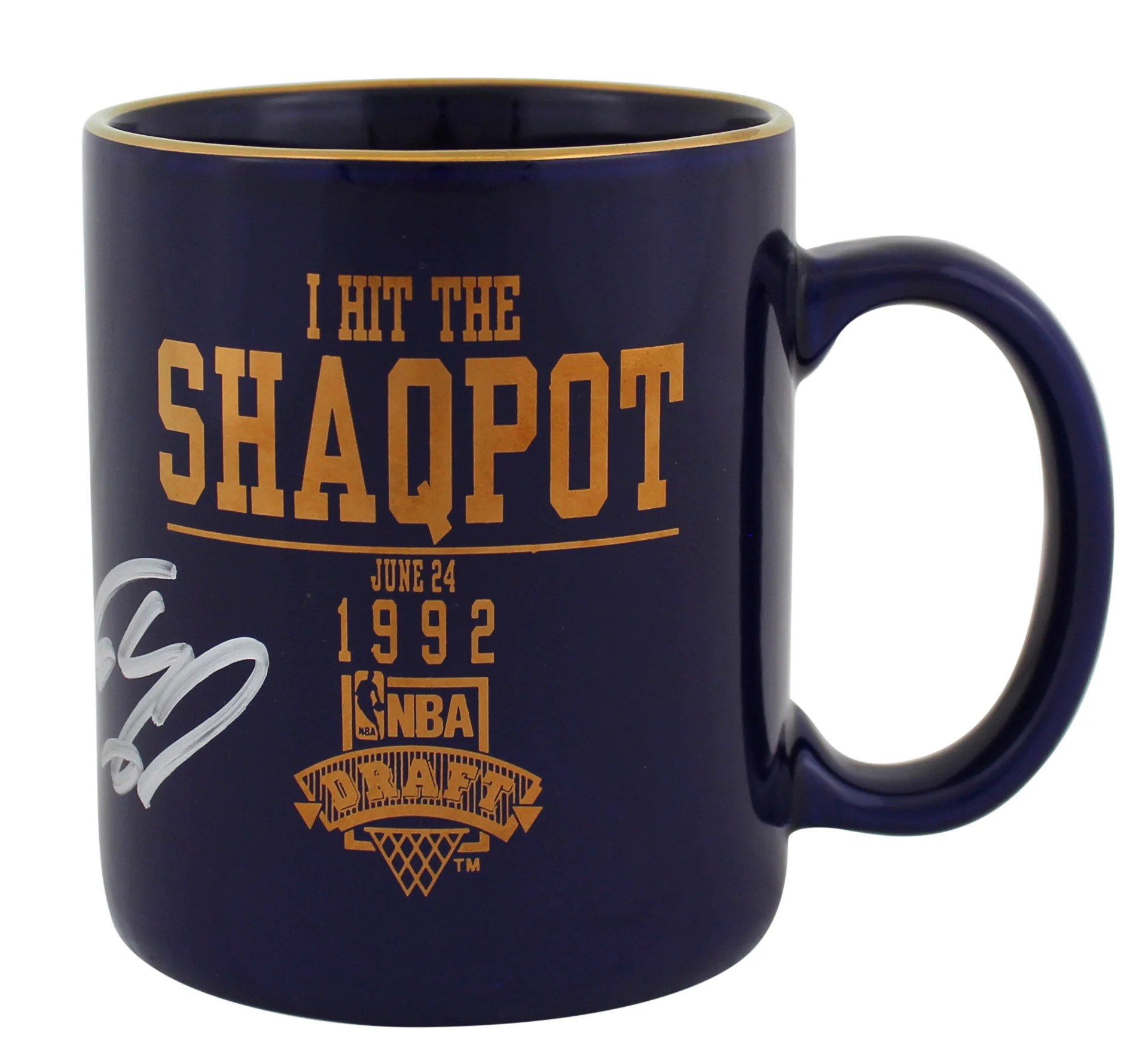 Magic Shaquille O'Neal Signed Shaqpot 1992 NBA Draft Coffee Mug BAS Wit #WP79165 - Image 2