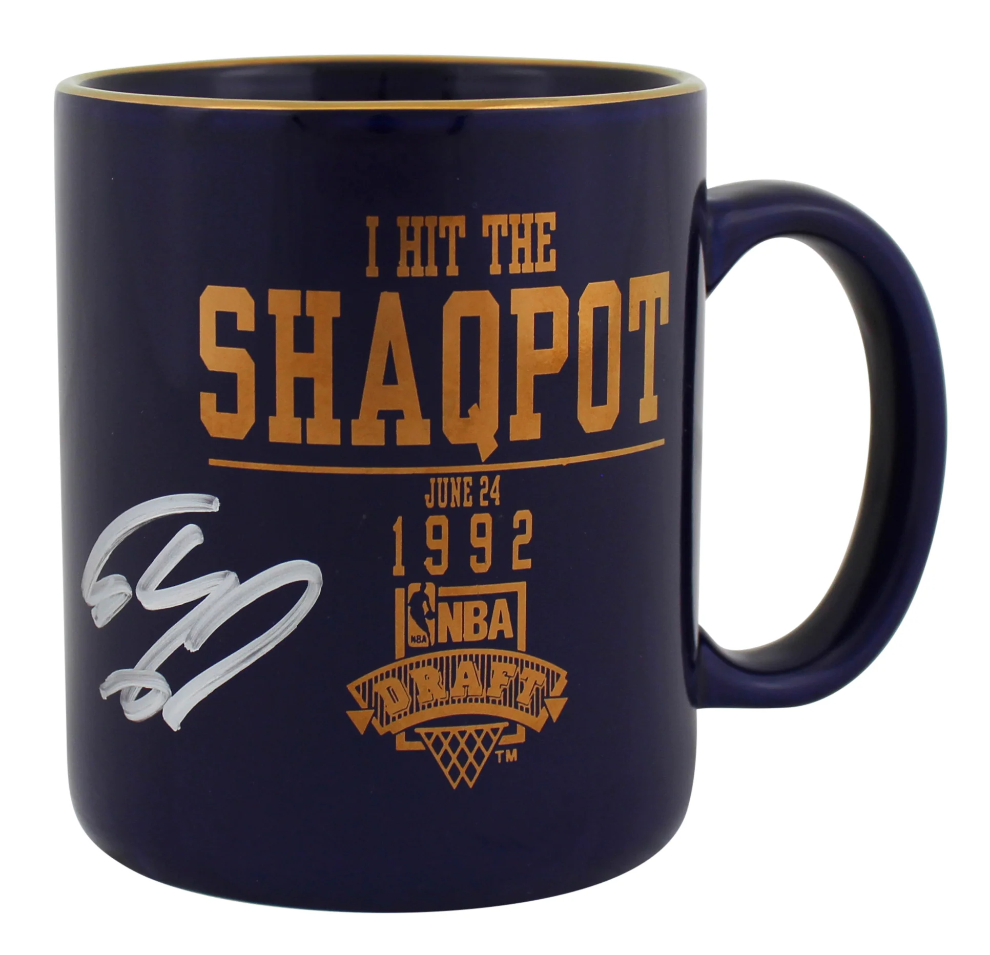 Magic Shaquille O'Neal Signed Shaqpot 1992 NBA Draft Coffee Mug BAS Wit #WP79165 - Image 3