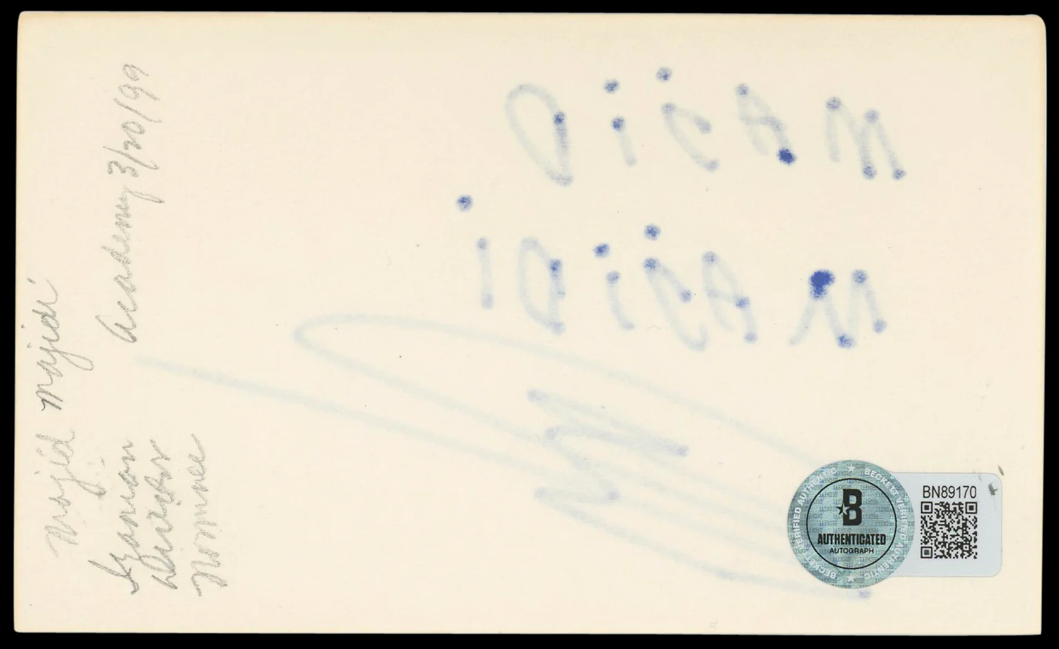 Majid Majidi Children of Heaven Authentic Signed 3x5 Index Card BAS #BN89170 - Image 3