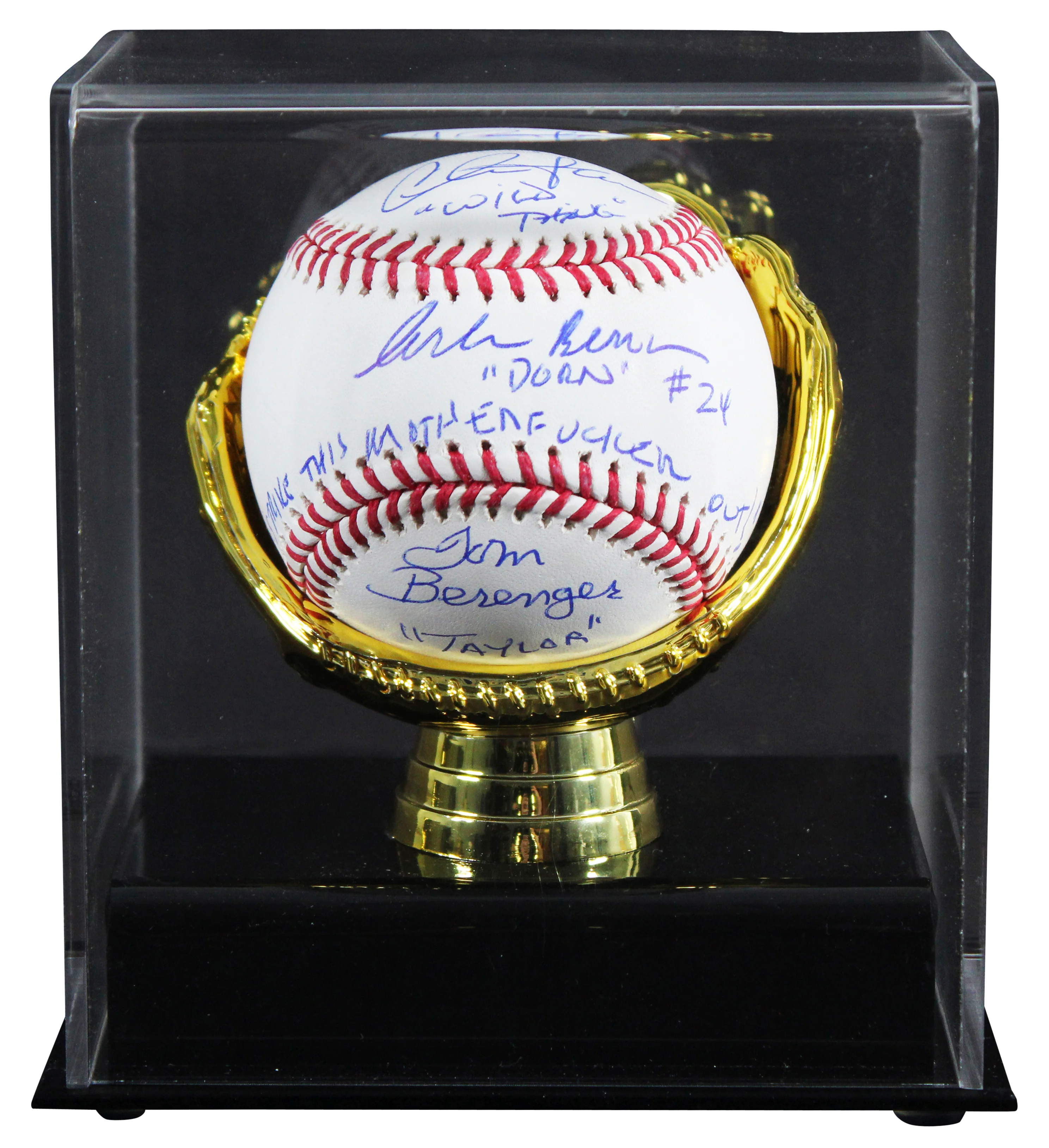 Major League (3) Sheen, Berenger & Bernsen Signed Oml Baseball W/ Case BAS Wit 1 - Image 2