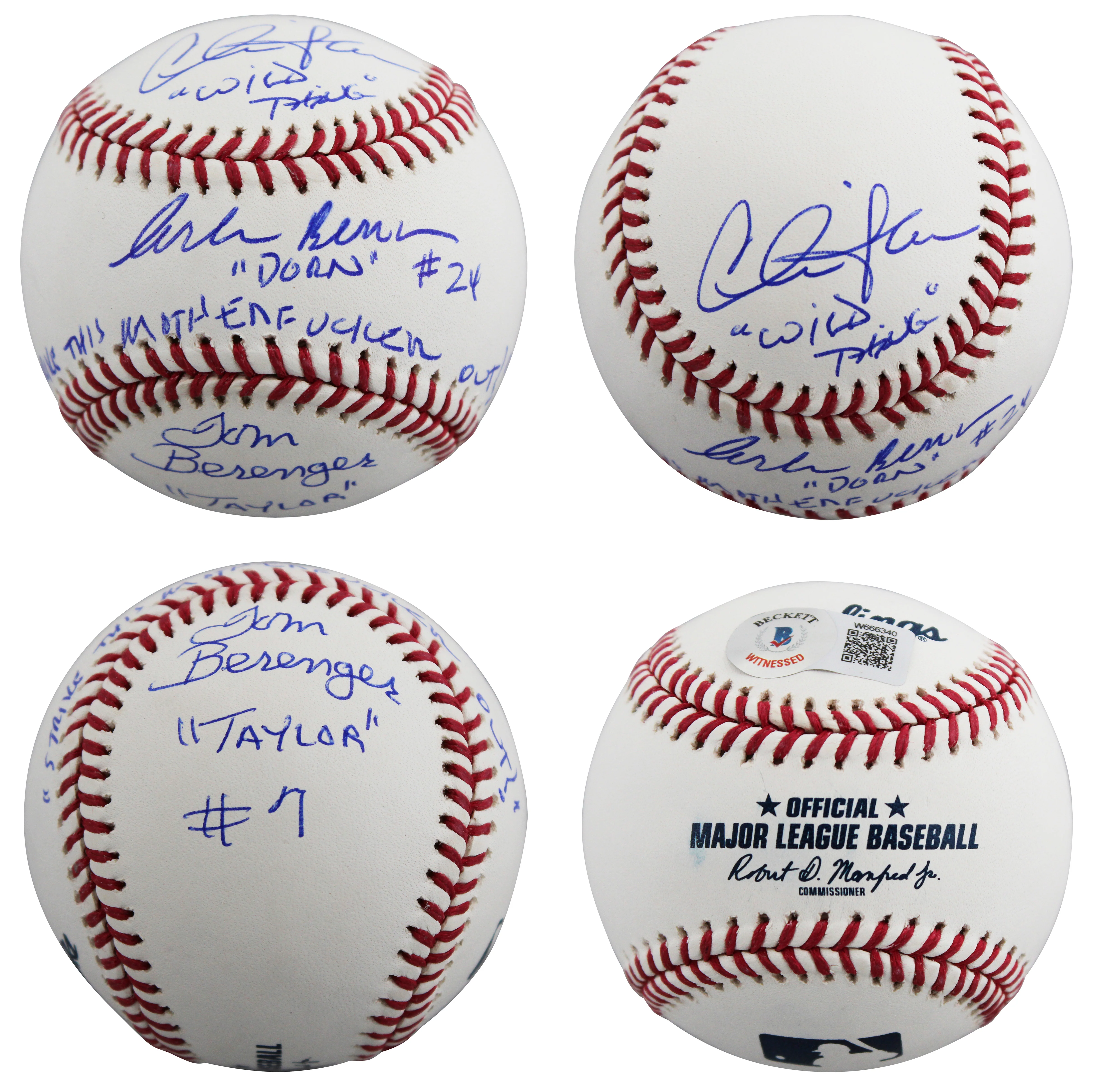 Major League (3) Sheen, Berenger & Bernsen Signed Oml Baseball W/ Case BAS Wit 1 - Image 3